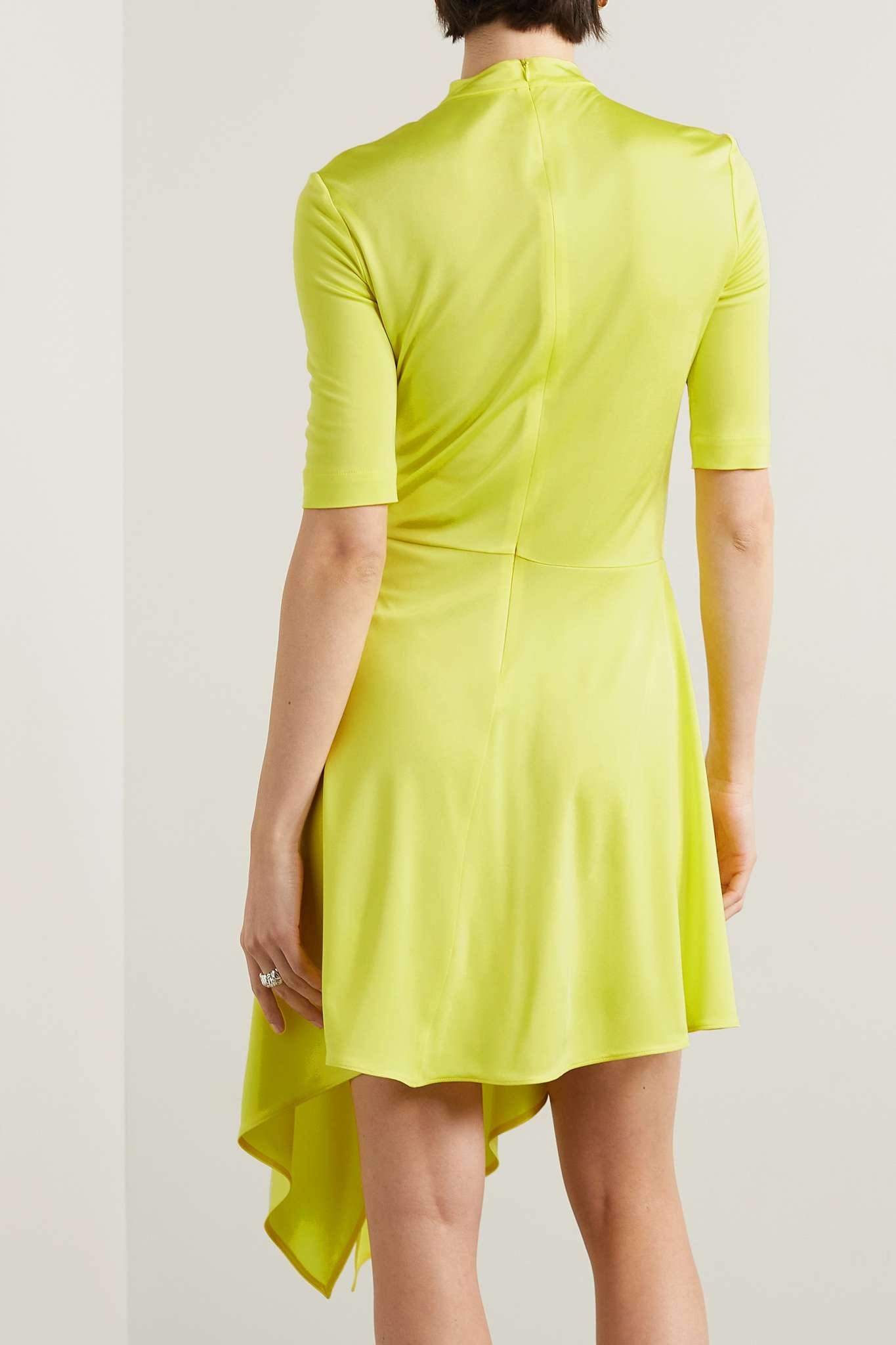 Asymmetric draped stretch-jersey mini dress - 3