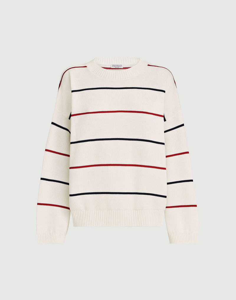 Cotton textured stripe sweater 1