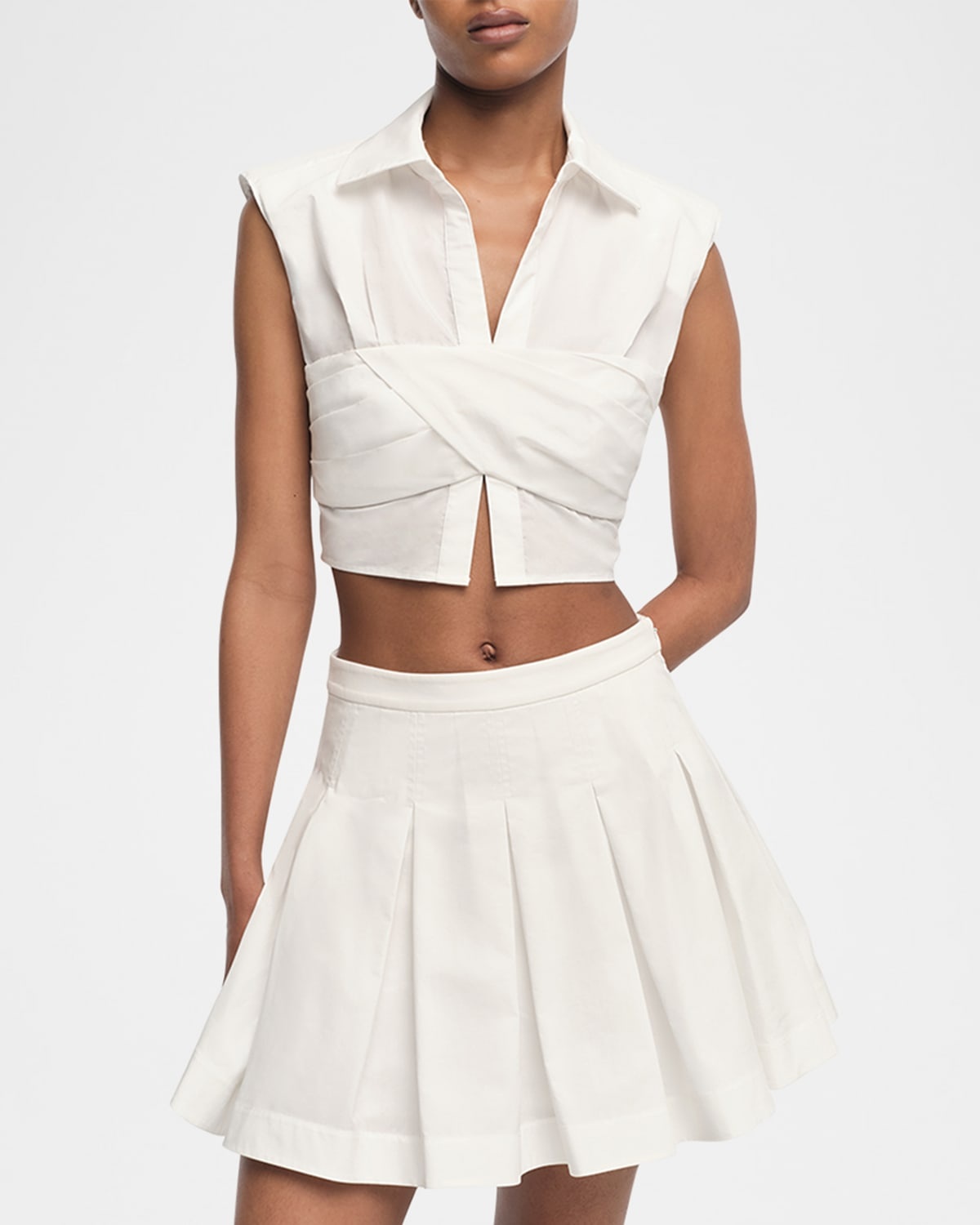 Emie Cropped Box-Sleeve Cotton Poplin Top - 4