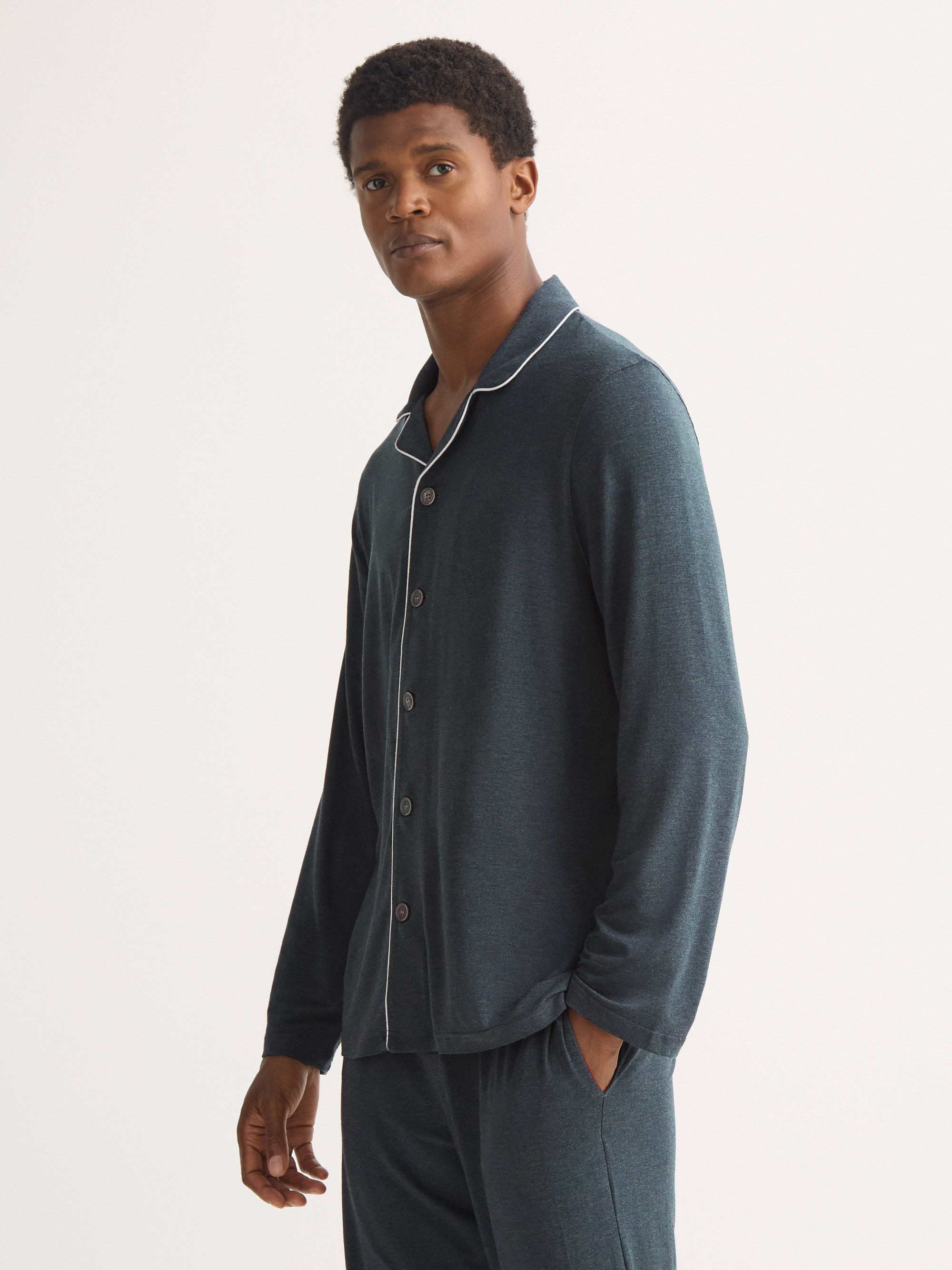 Men's Modern Fit Pyjamas Marlowe Micro Modal Stretch Anthracite - 8