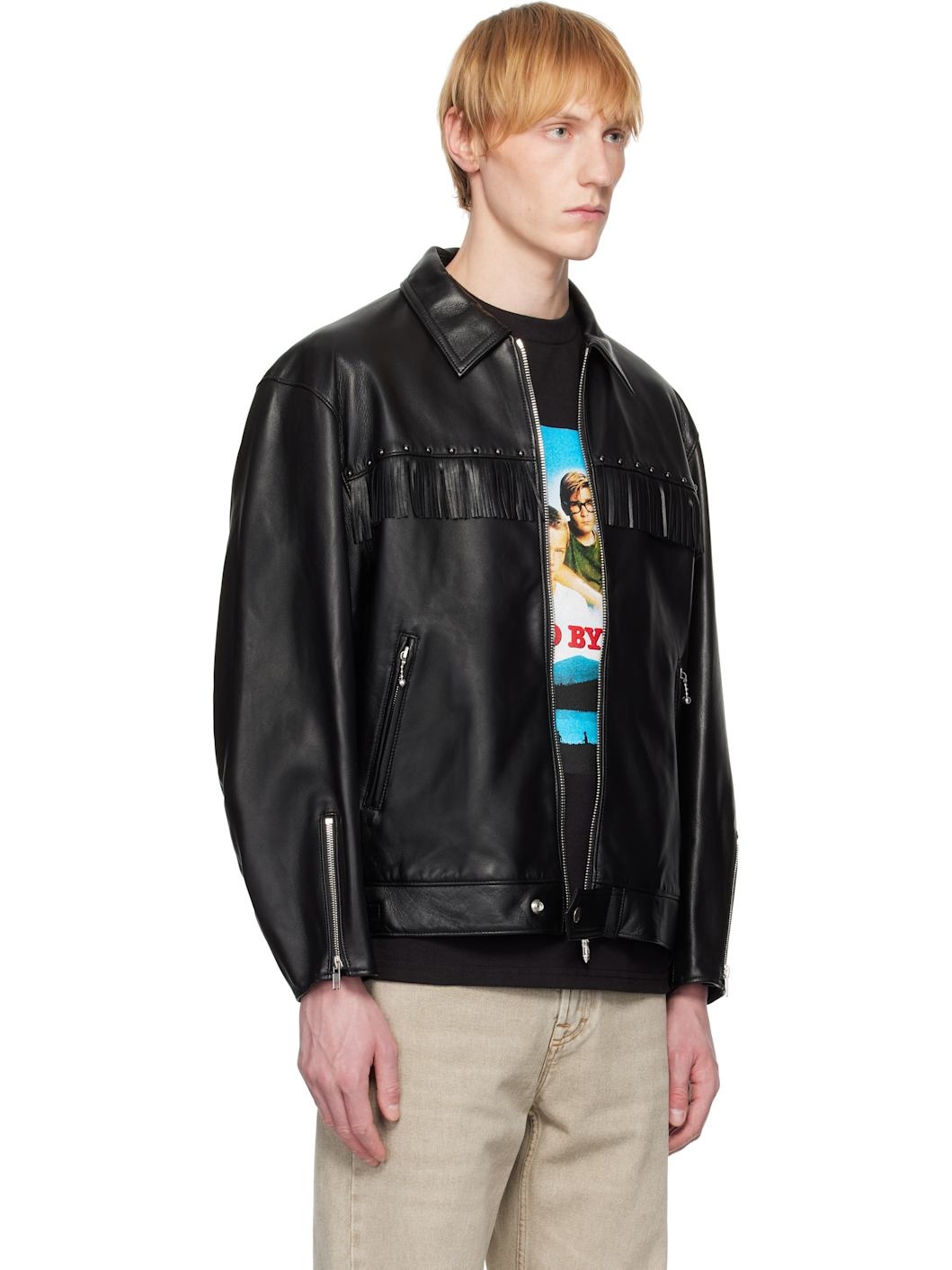 Black WOLF'S HEAD Edition Single Riders Leather Jacket - 2