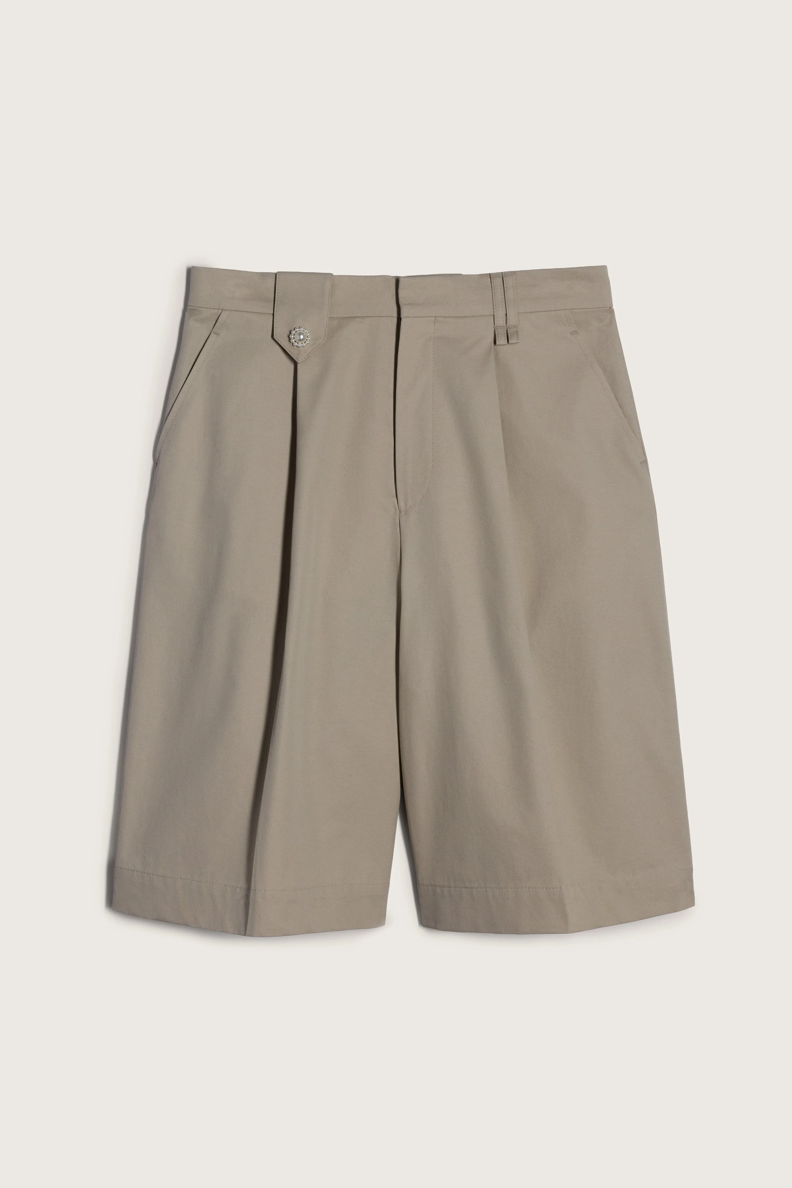 Tailored Wide Leg Belt Loop Tab Shorts - 1