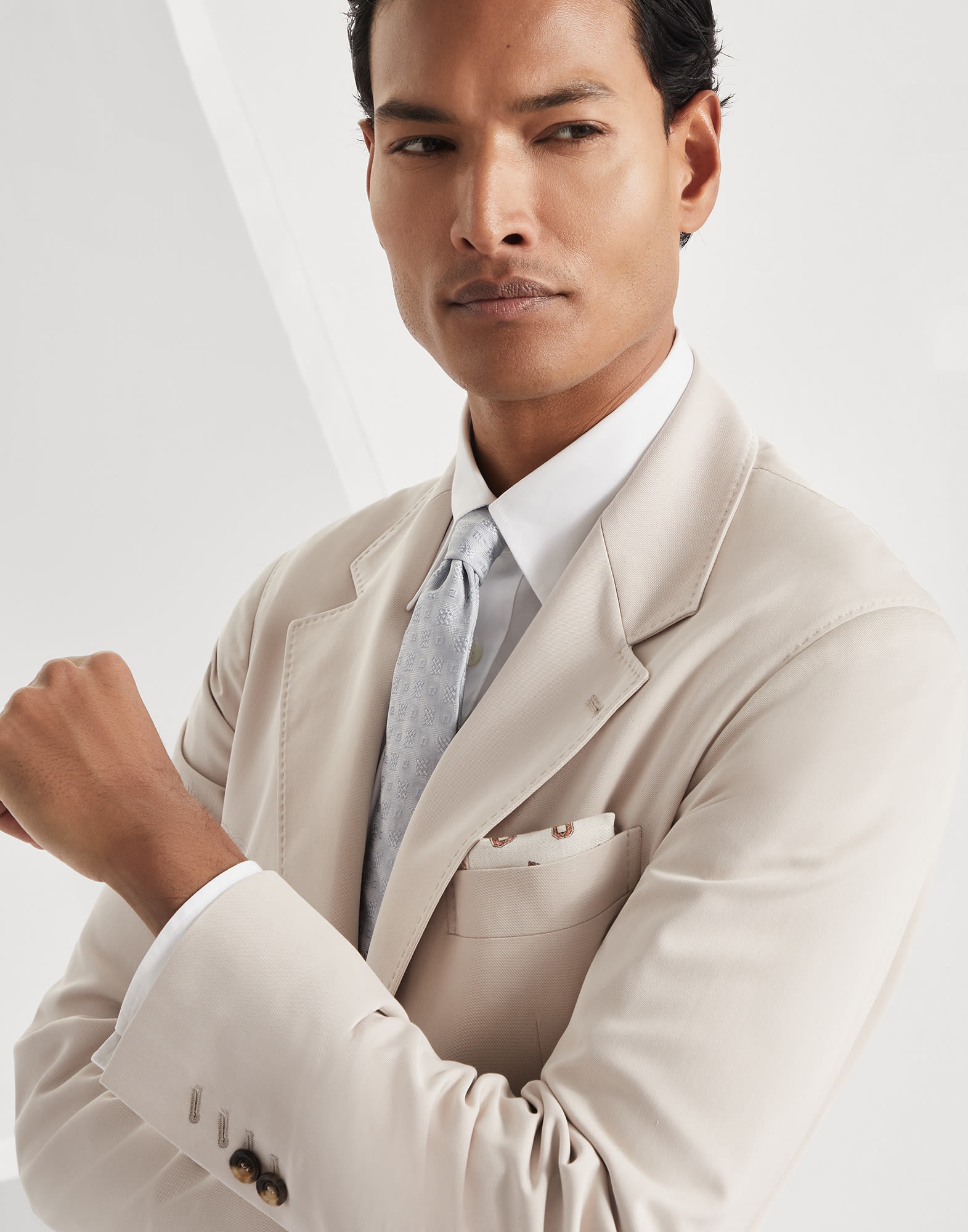 Silk geometric jacquard tie - 3