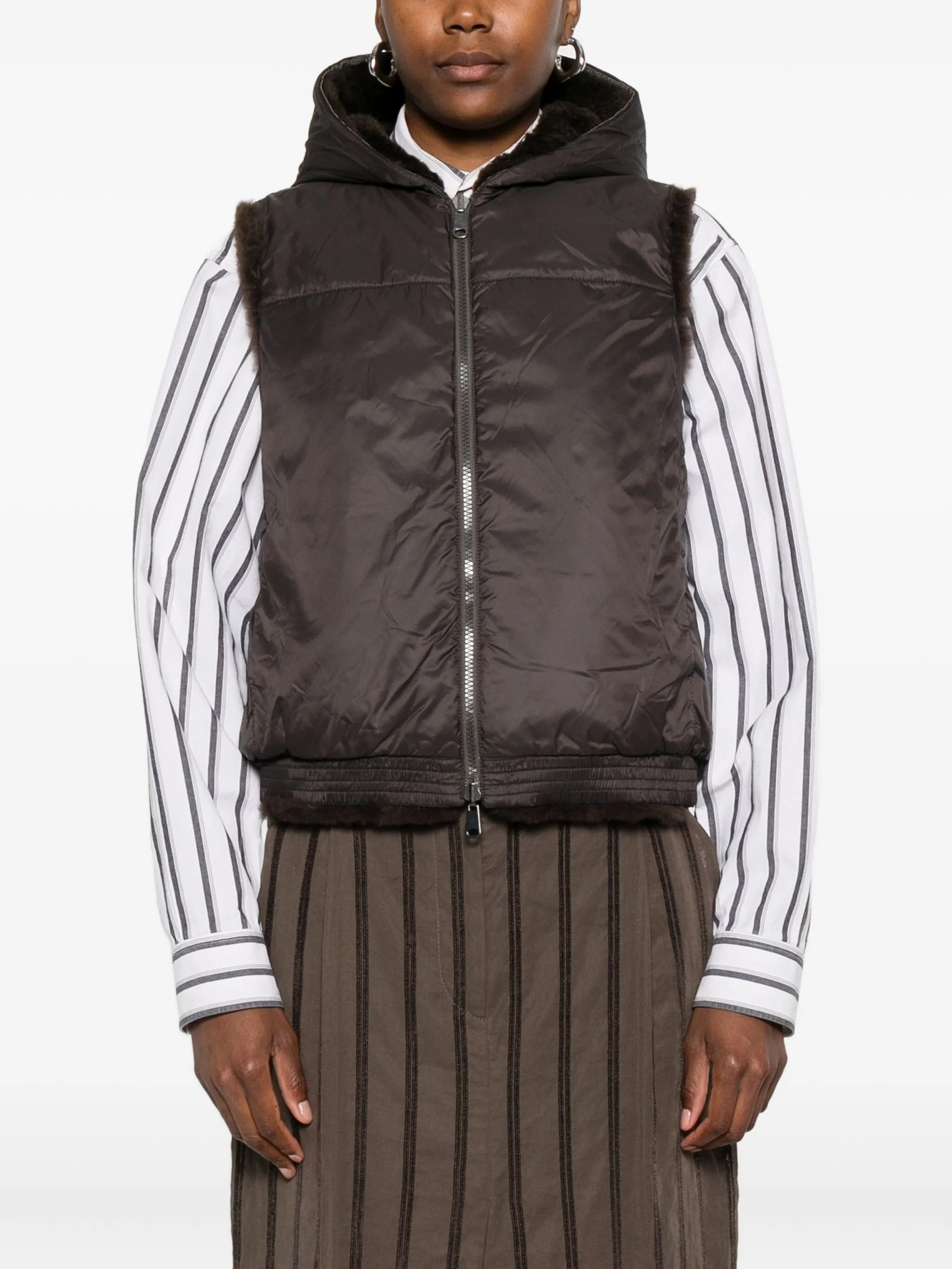 Brunello Cucinelli Hooded Faux-fur Gilet - 5