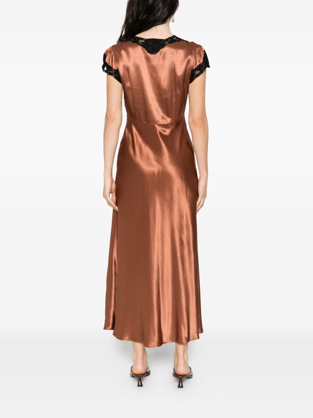Amari lace-trimmed satin dress - 4