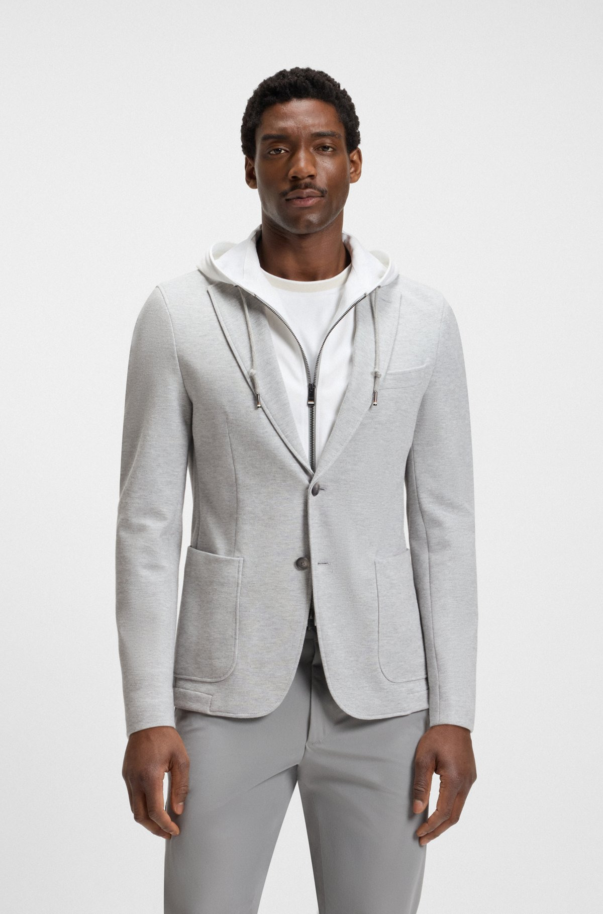SLIM-FIT JACKET WITH INTEGRATED HOODIE - 2