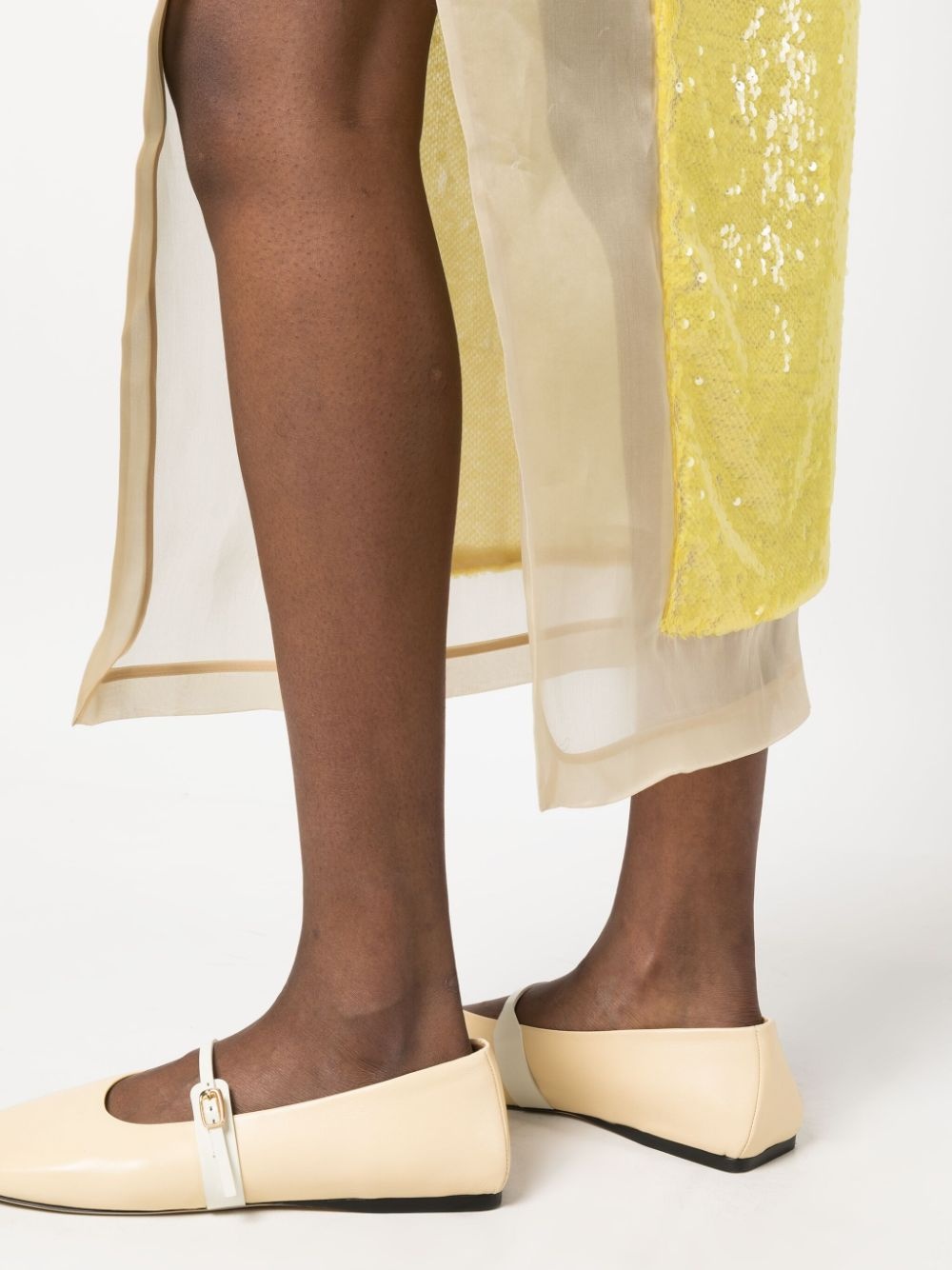 sequin-embellished semi-sheer silk skirt - 5