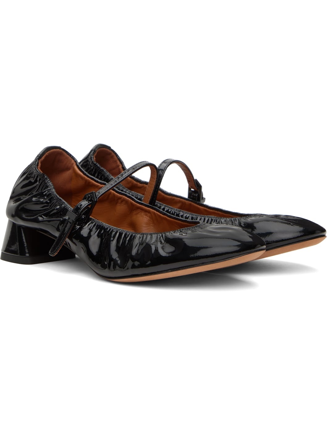 Black Heeled Mary Jane Ballerina Flats - 5