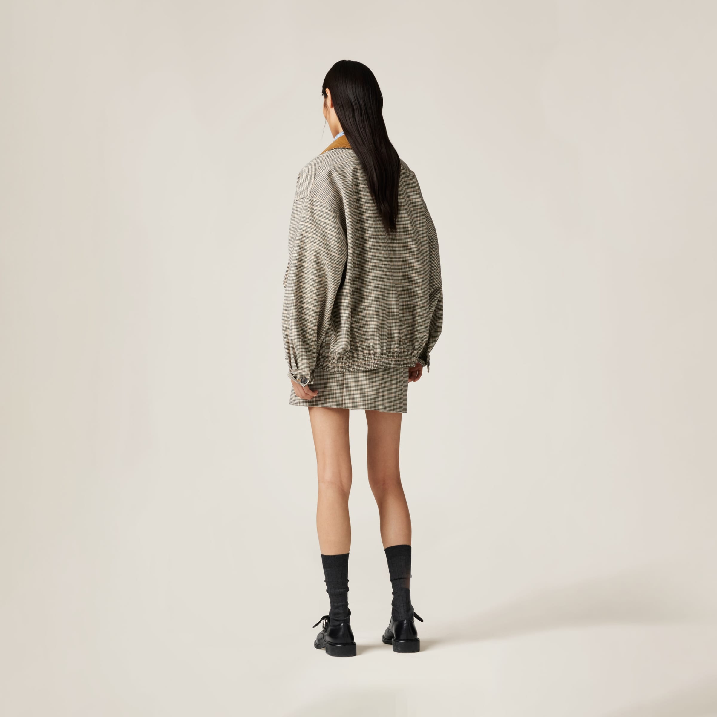 Checked double weave blouson jacket - 3