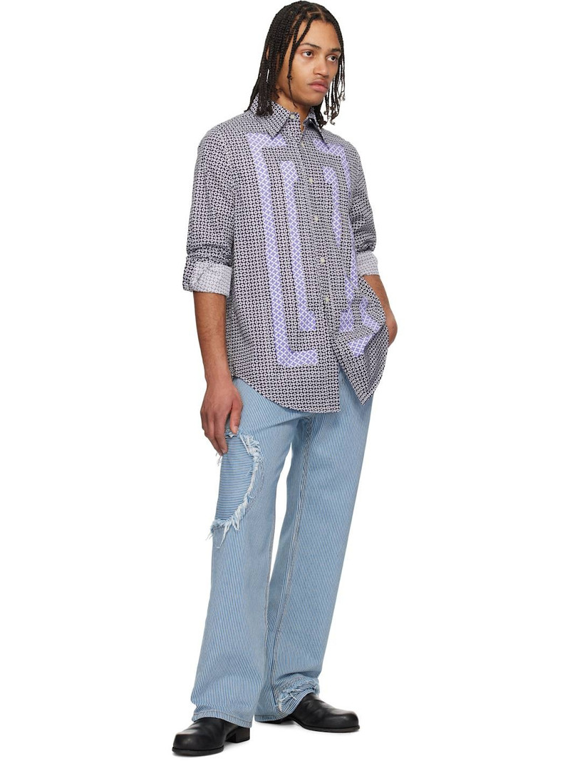 EDWARD CUMING Blue & White Denim Circle Window Jeans outlook