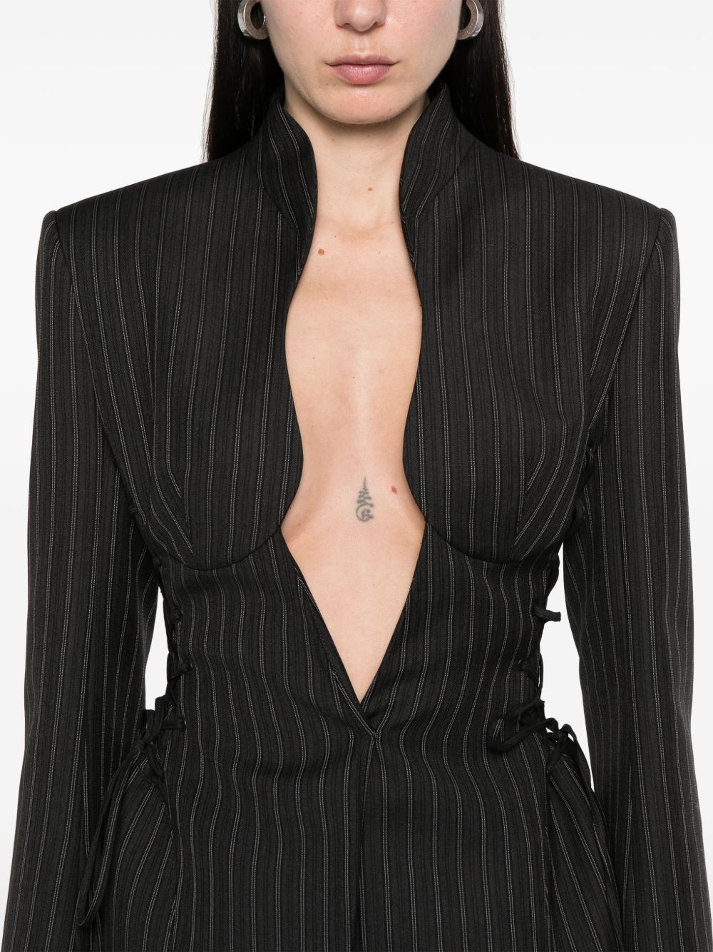 pinstripe sculptural jacket - 5