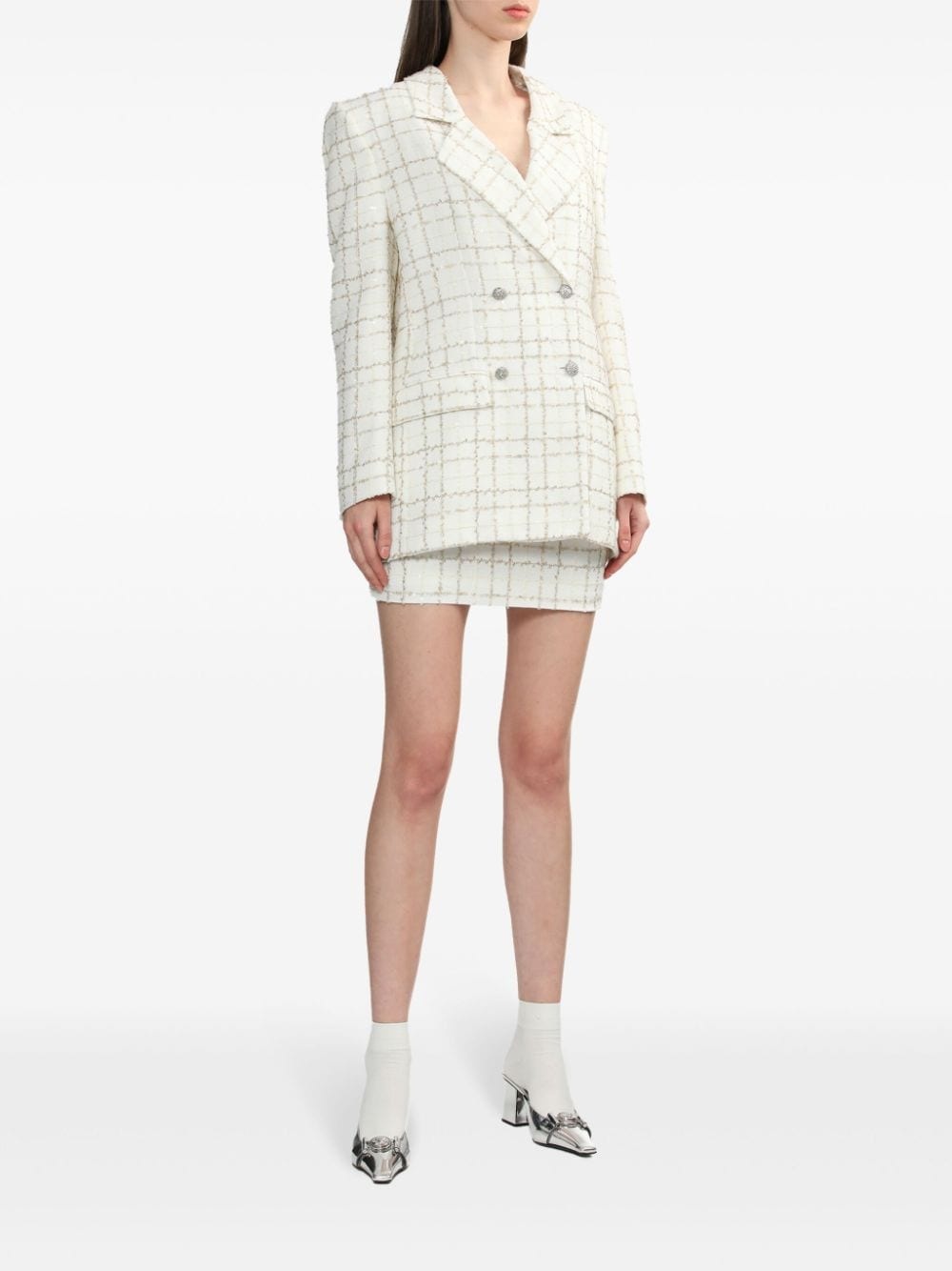 double-breasted tweed blazer - 2
