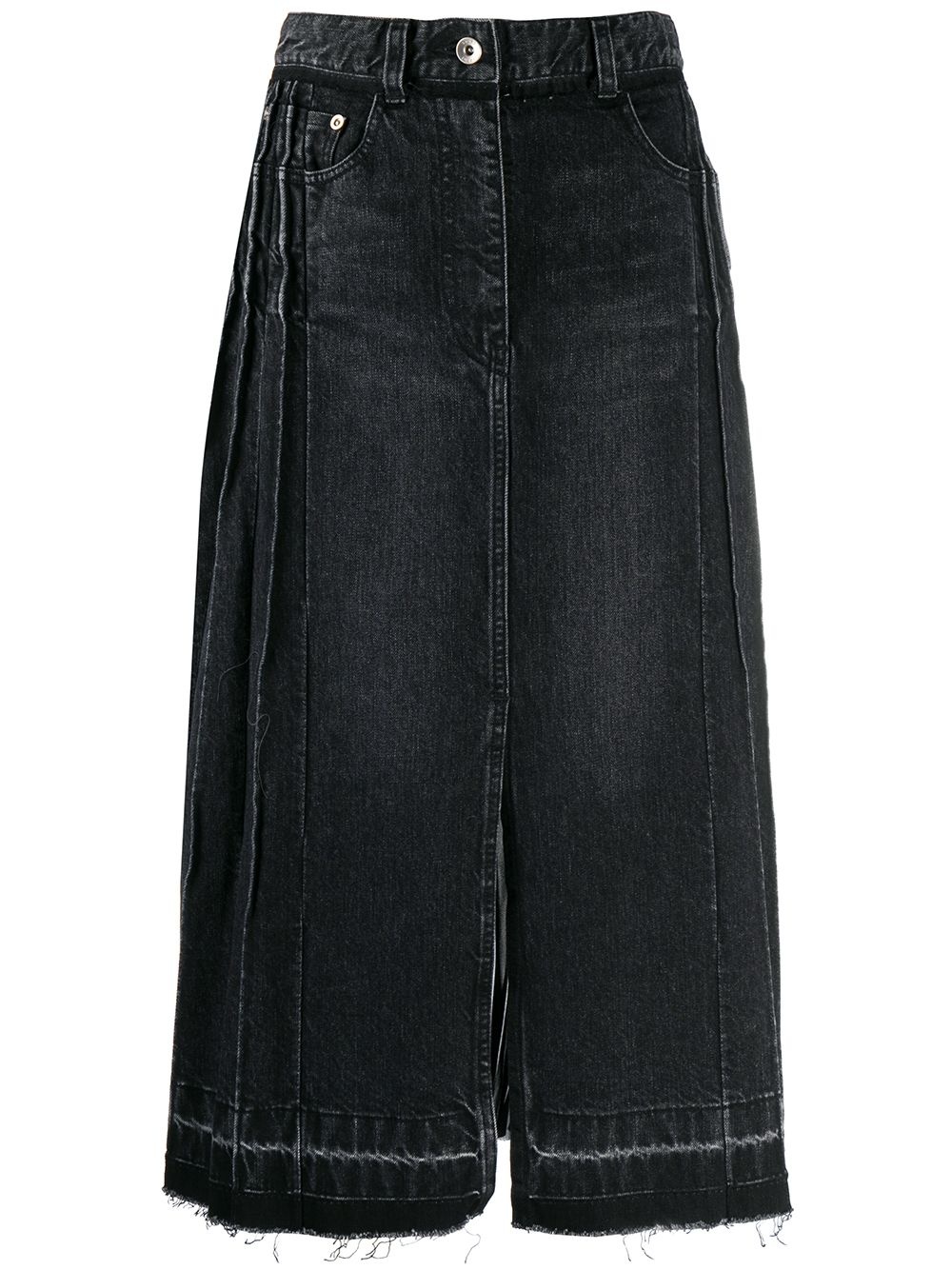 pleated panel denim skirt - 1