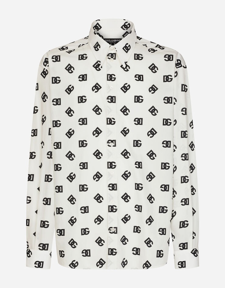 Oversize cotton shirt with DG Monogram print - 1
