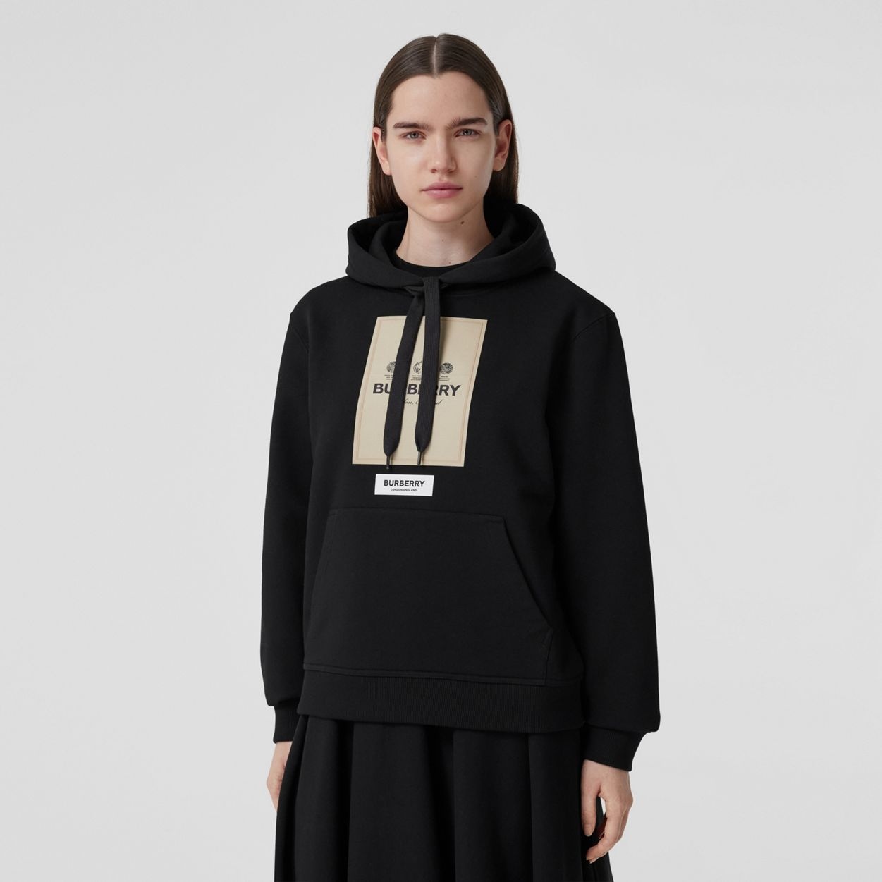 Label Appliqué Cotton Oversized Hoodie - 2