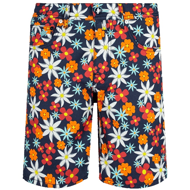 Men 5-pocket printed Bermuda Shorts 1977 Spring Flower - 1