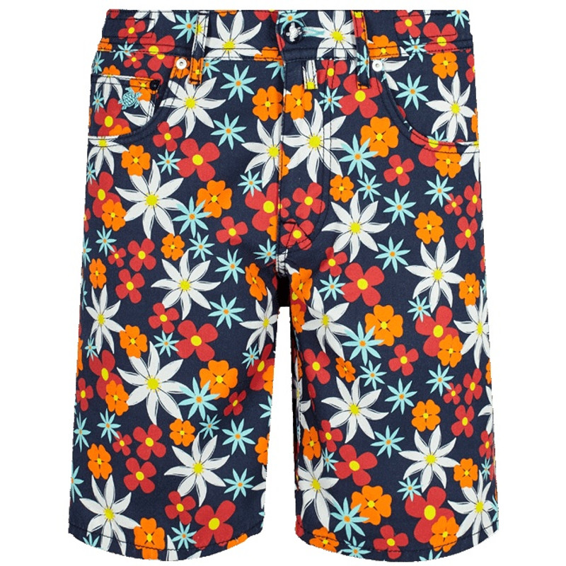 Men 5-pocket printed Bermuda Shorts 1977 Spring Flower 1