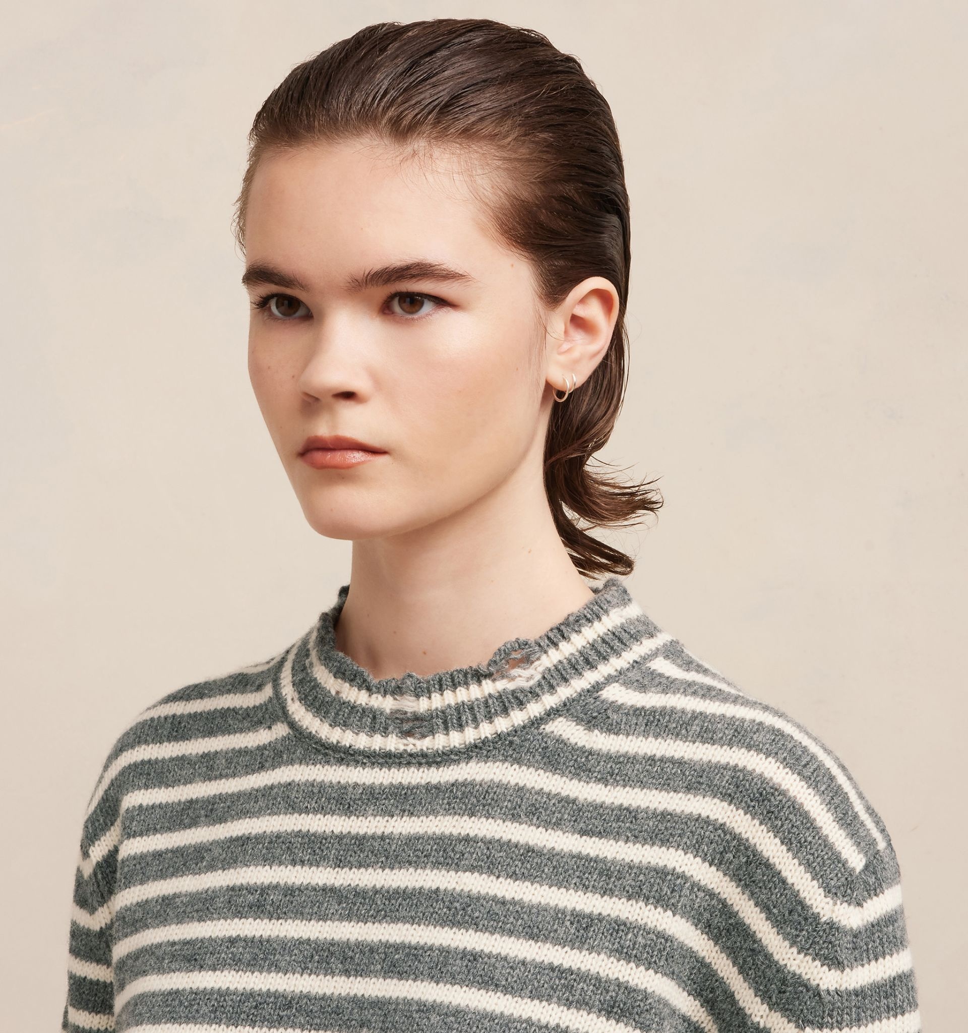 Striped Sweater With Cut Out Details - 8