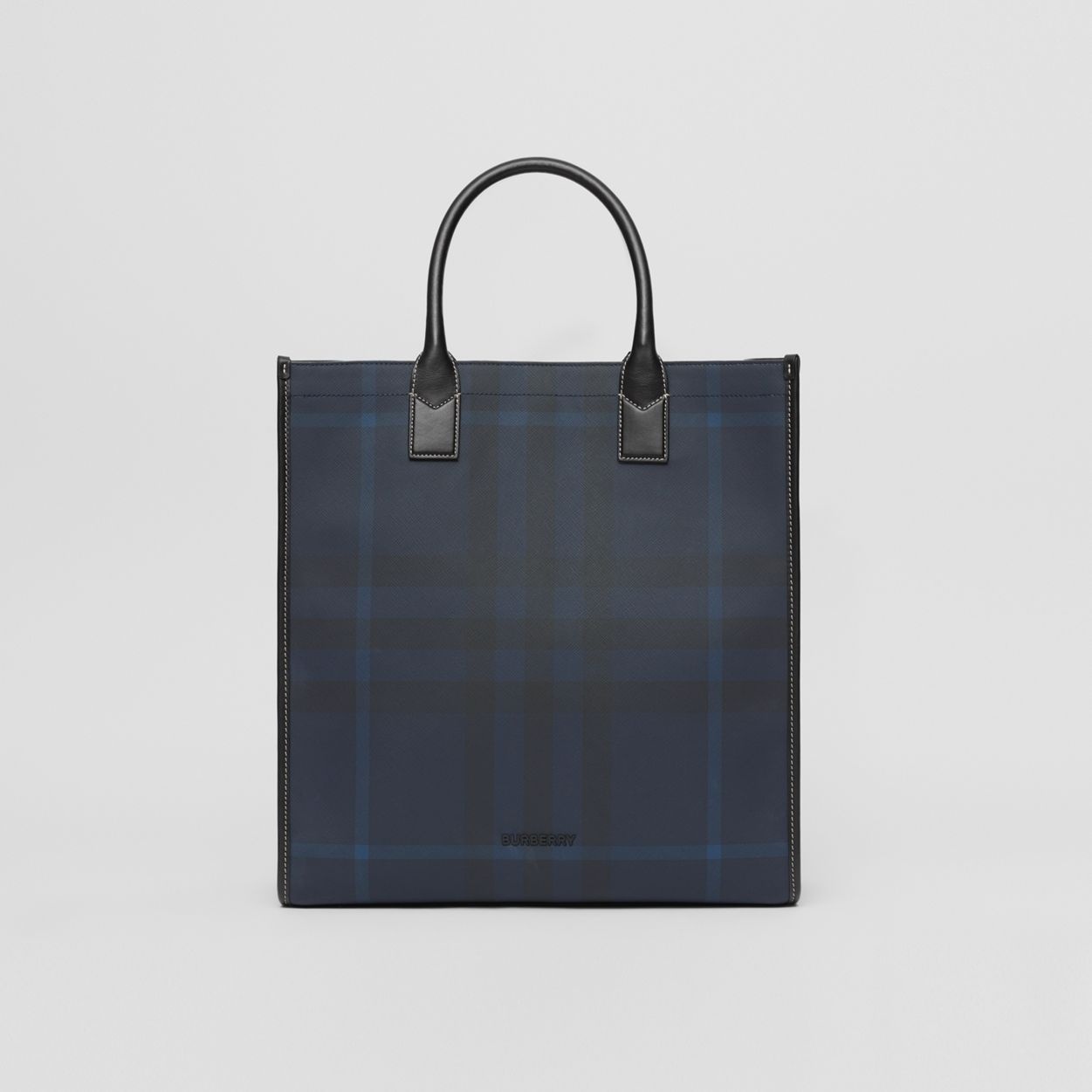 Exaggerated Check and Leather Tote - 1