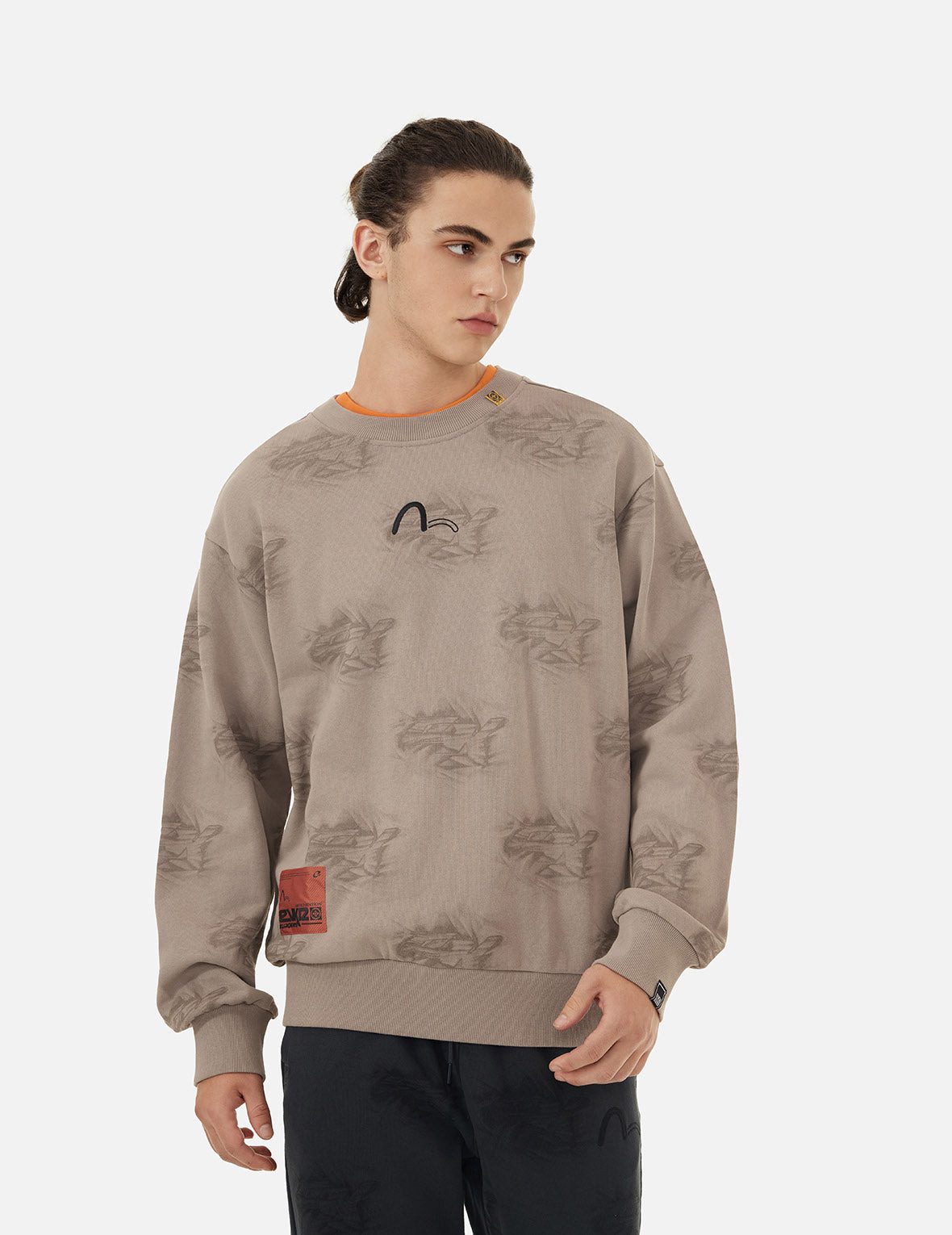 Allover Crinkle Logo Print Regular Fit Sweatshirt - 5