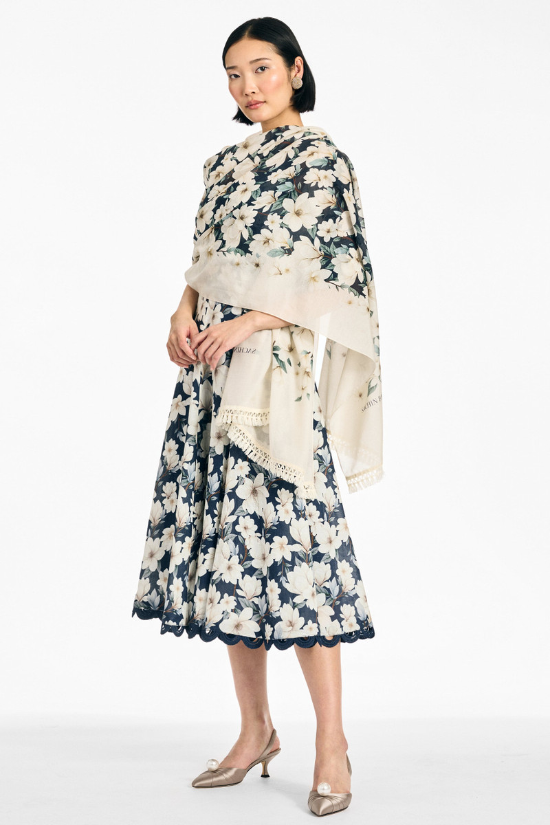 SACHIN & BABI FLORIE SCARF - MIDNIGHT MAGNOLIA outlook
