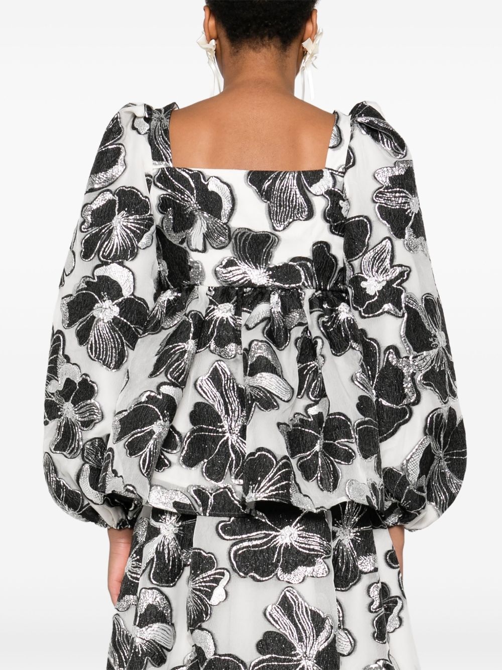 Anemone-jacquard square-neck top - 4