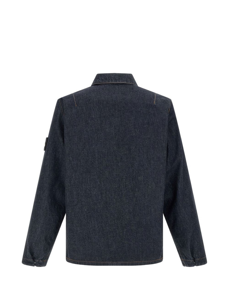 Stone Island contrast-stitching zip denim overshirt outlook