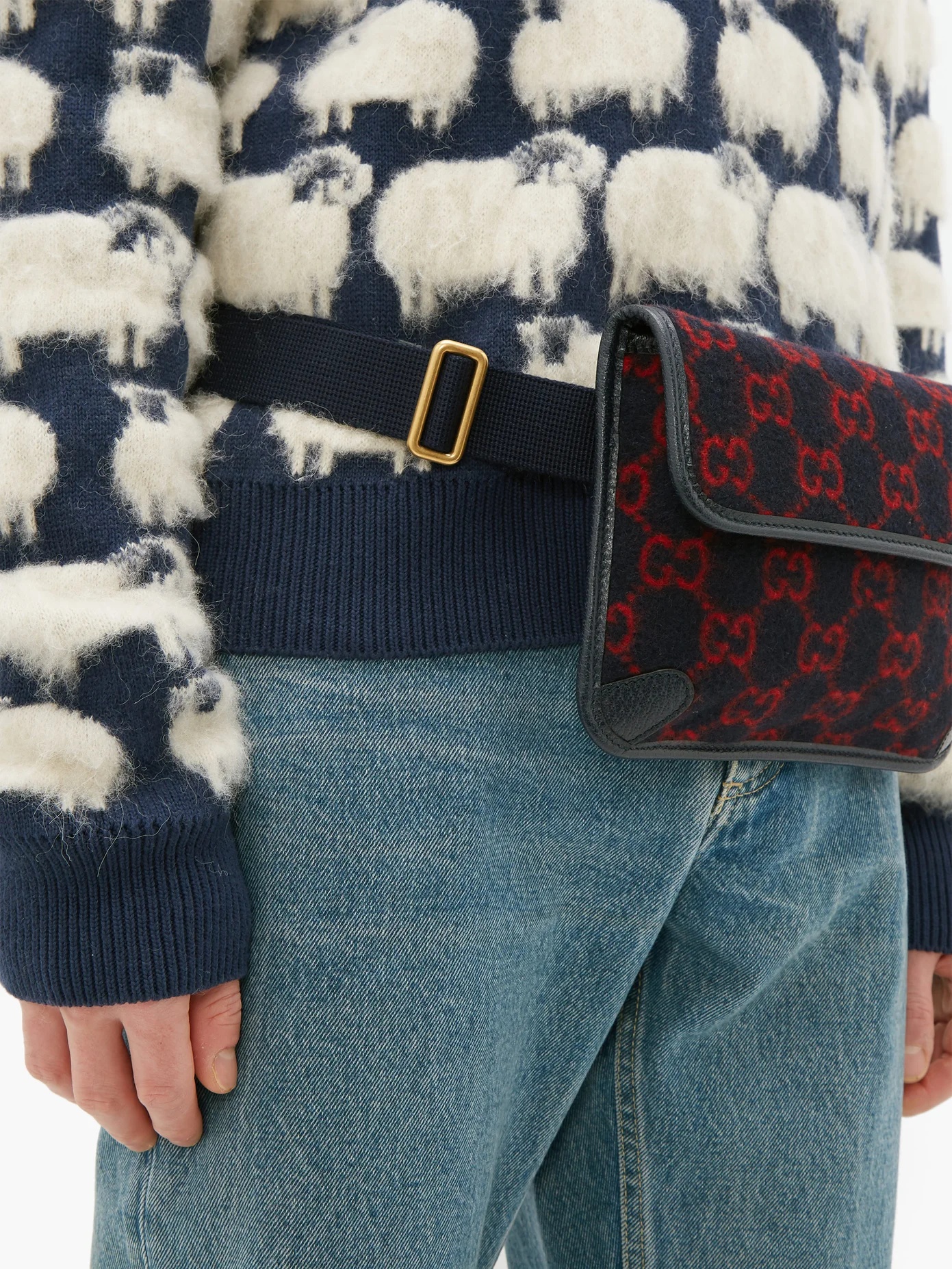 GG monogram wool belt bag - 3