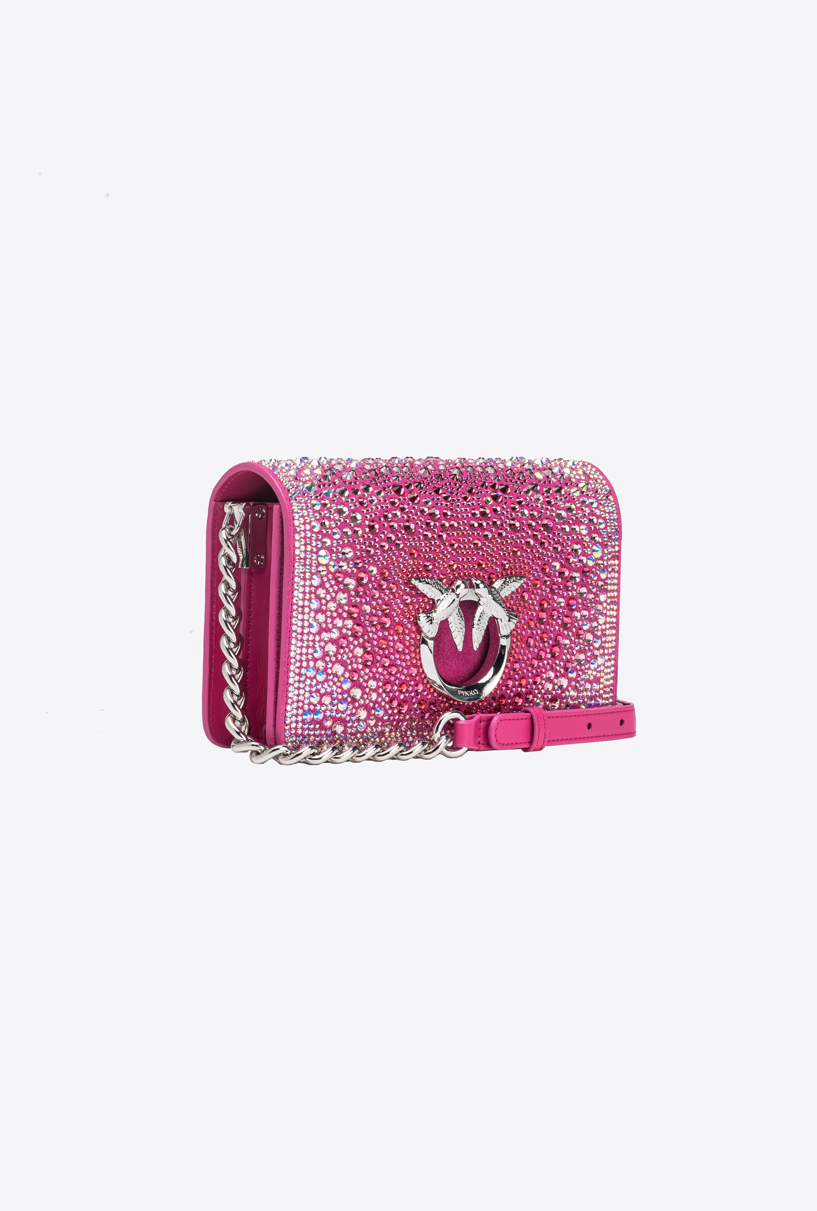 PINKO GALLERIA FULL-RHINESTONE MINI LOVE BAG CLICK - 3
