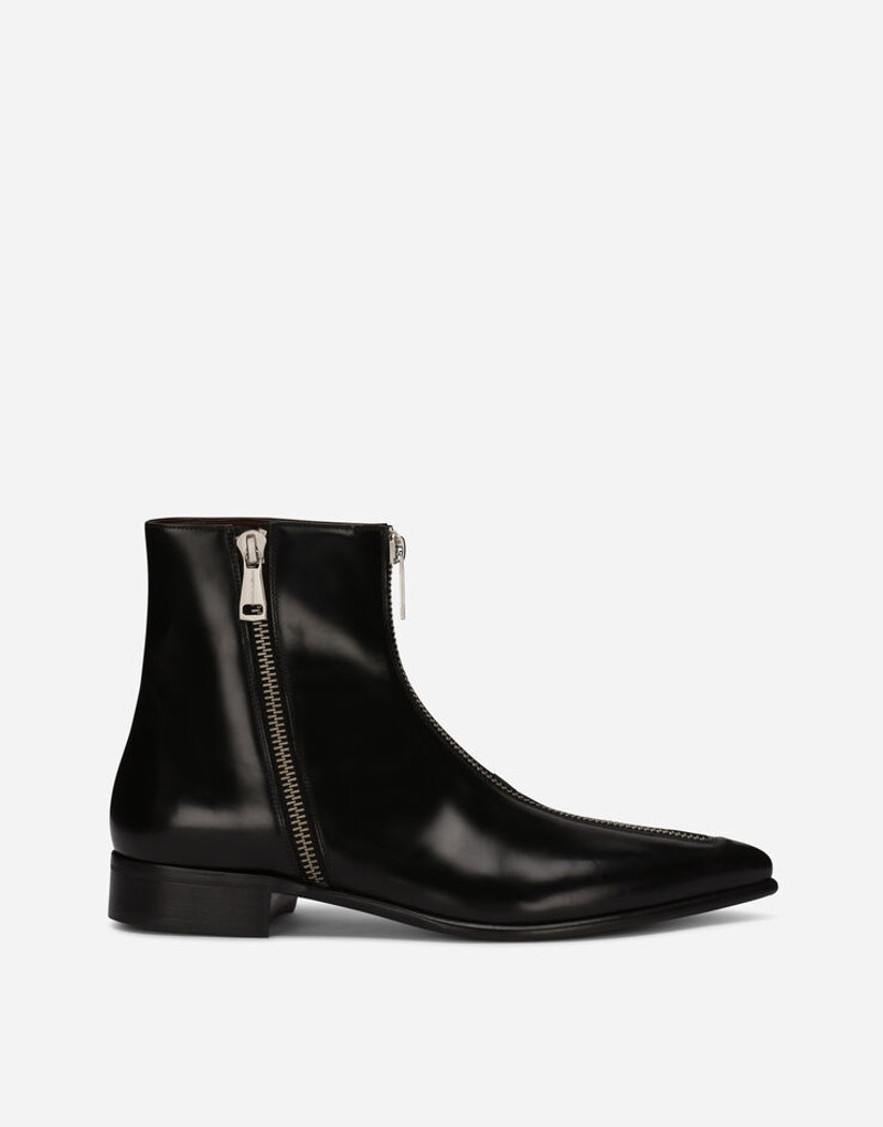 Brushed calfskin ankle boots with zipper 1
