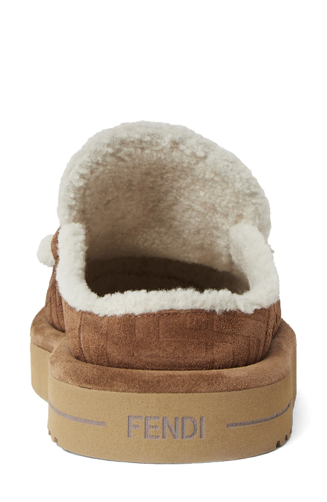 Fendi Après Chic FF Logo Genuine Shearling Lined Clog in Tabacco/Latte at Nordstrom - 4