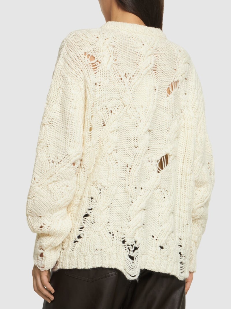 Kolda distressed cable knit wool sweater - 3