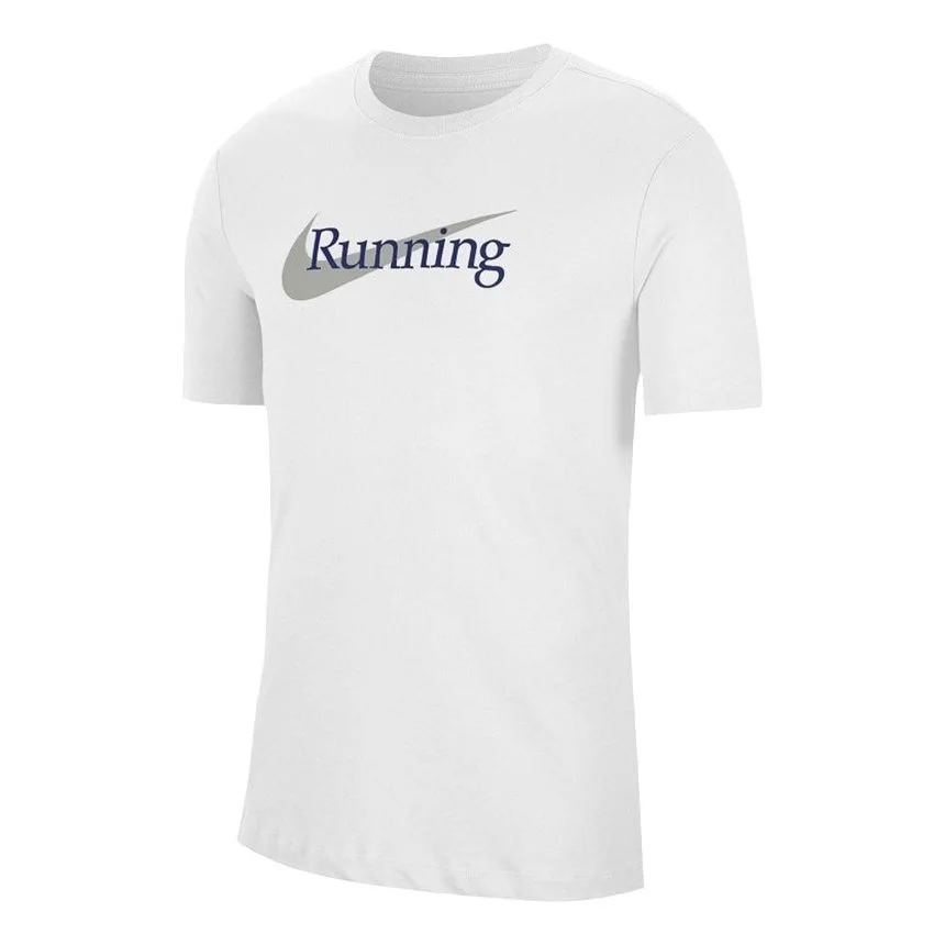 Nike Running Logo Printing Sports Short Sleeve White CW0946-100 - 1