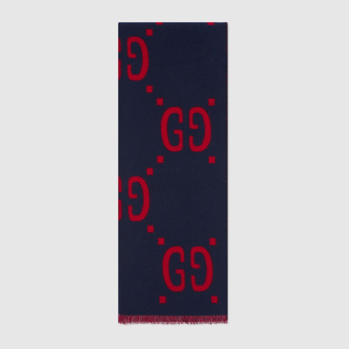 GG jacquard wool silk scarf - 1