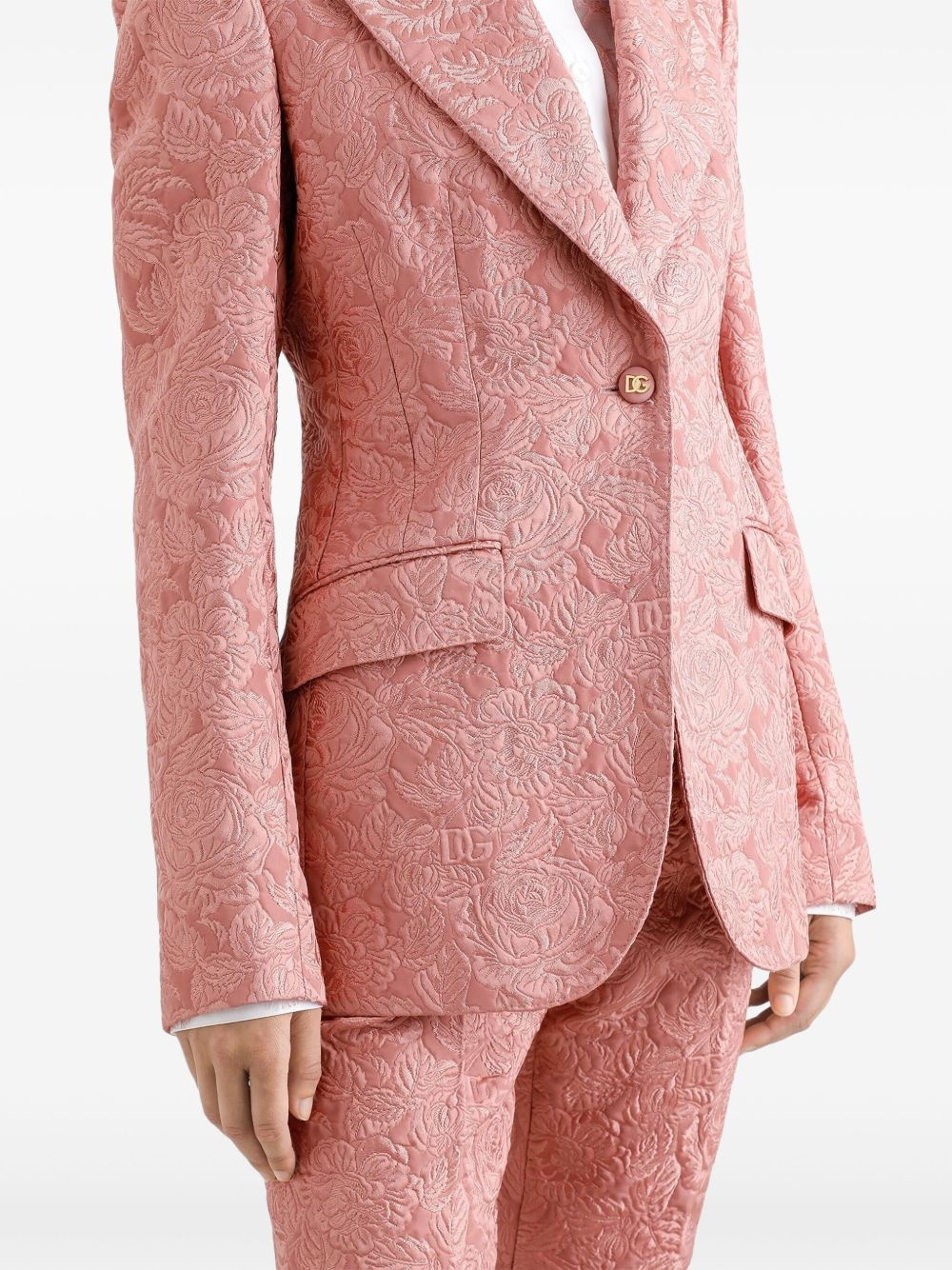 floral-jacquard blazer - 4