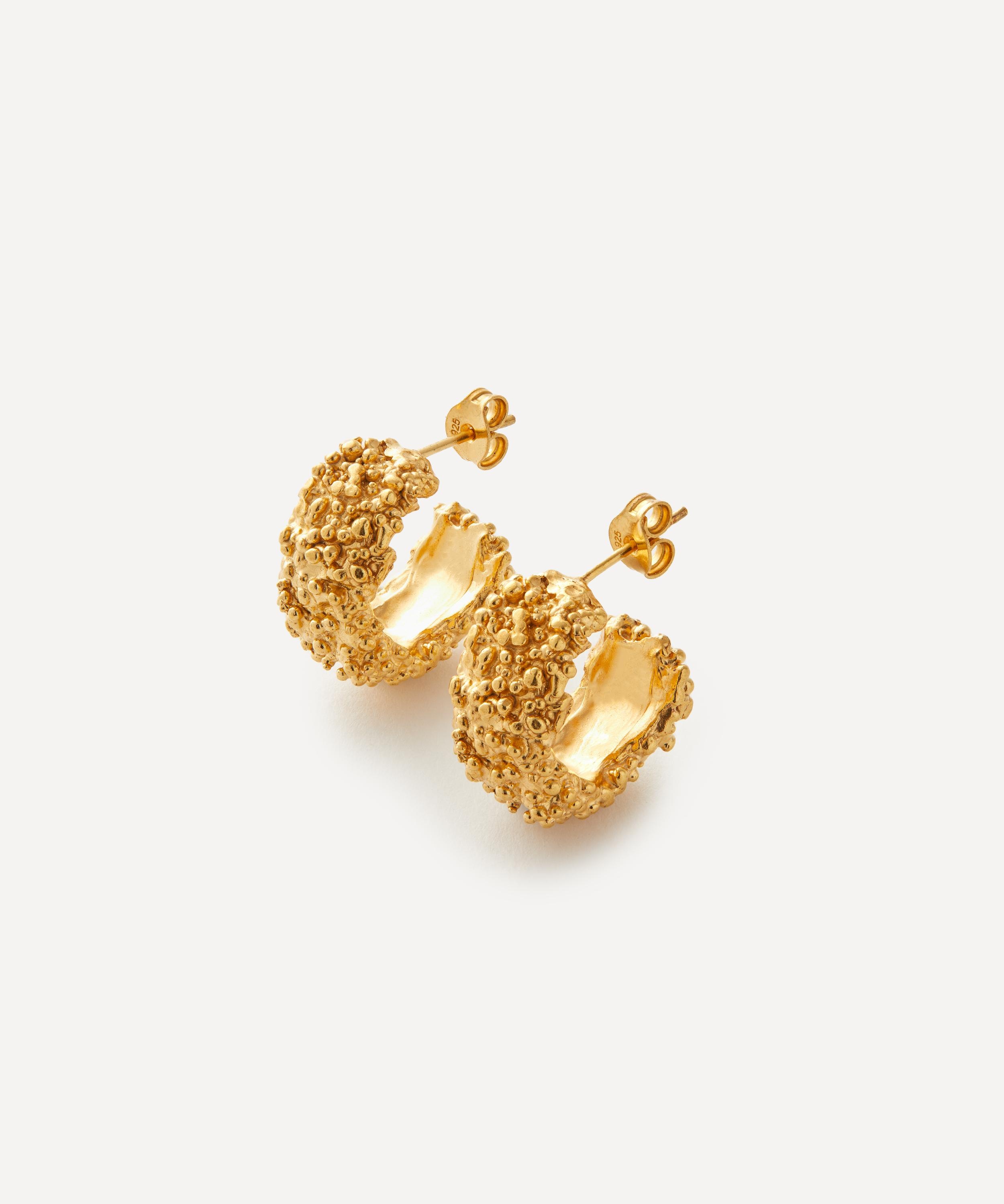24ct Gold-Plated Rocky Road Hoop Earrings - 1