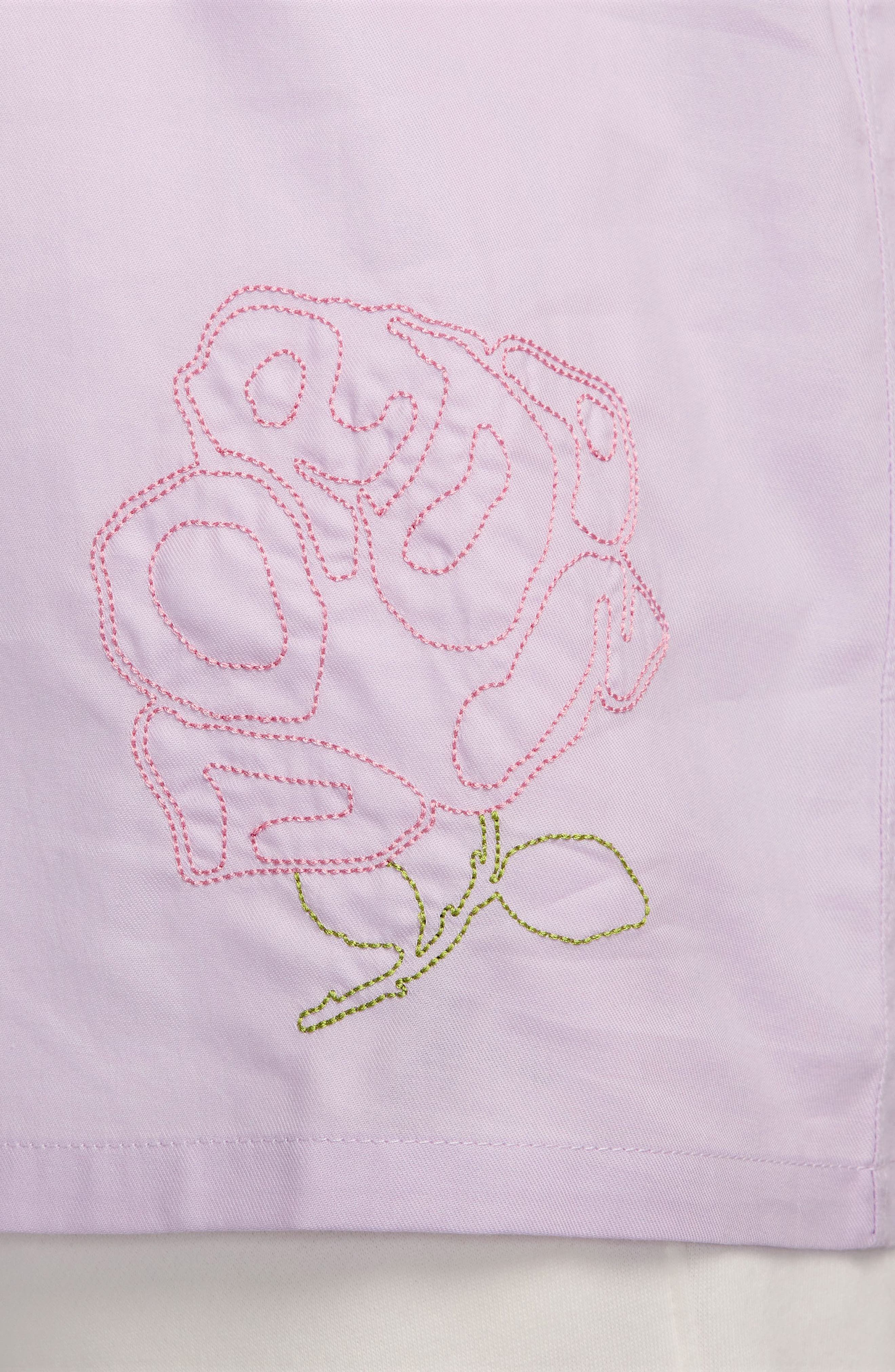 Jordan Rose Embroidered Cotton Camp Shirt in Doll at Nordstrom - 3