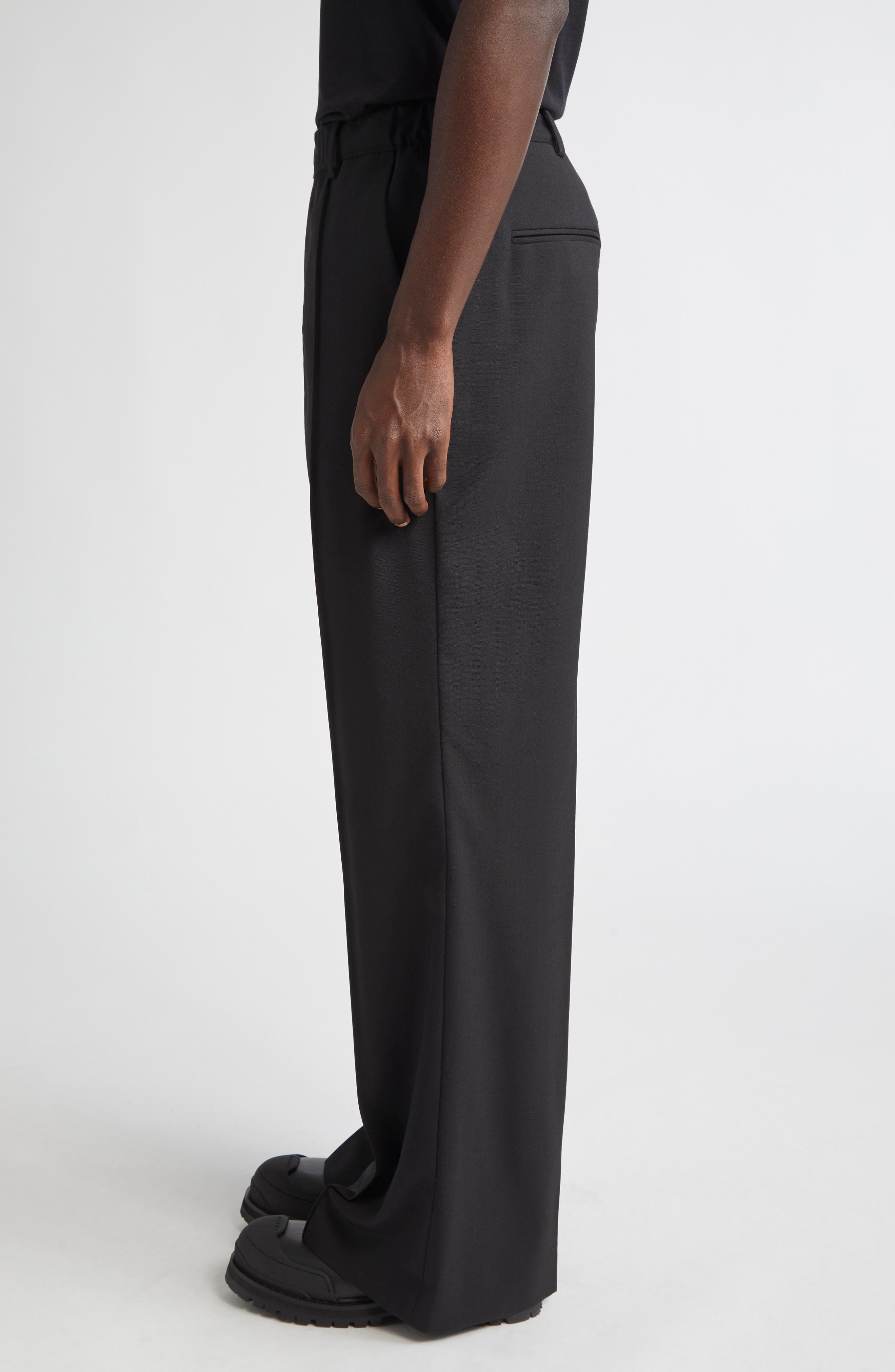 Marni Pintuck Wool Flare Leg Pants in Black at Nordstrom - 4