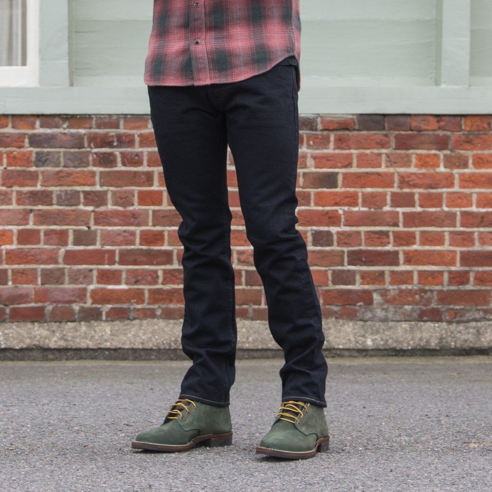 IH-555S-142OD 14oz Selvedge Denim Super Slim Cut Jeans - Indigo Overdyed Black - 4