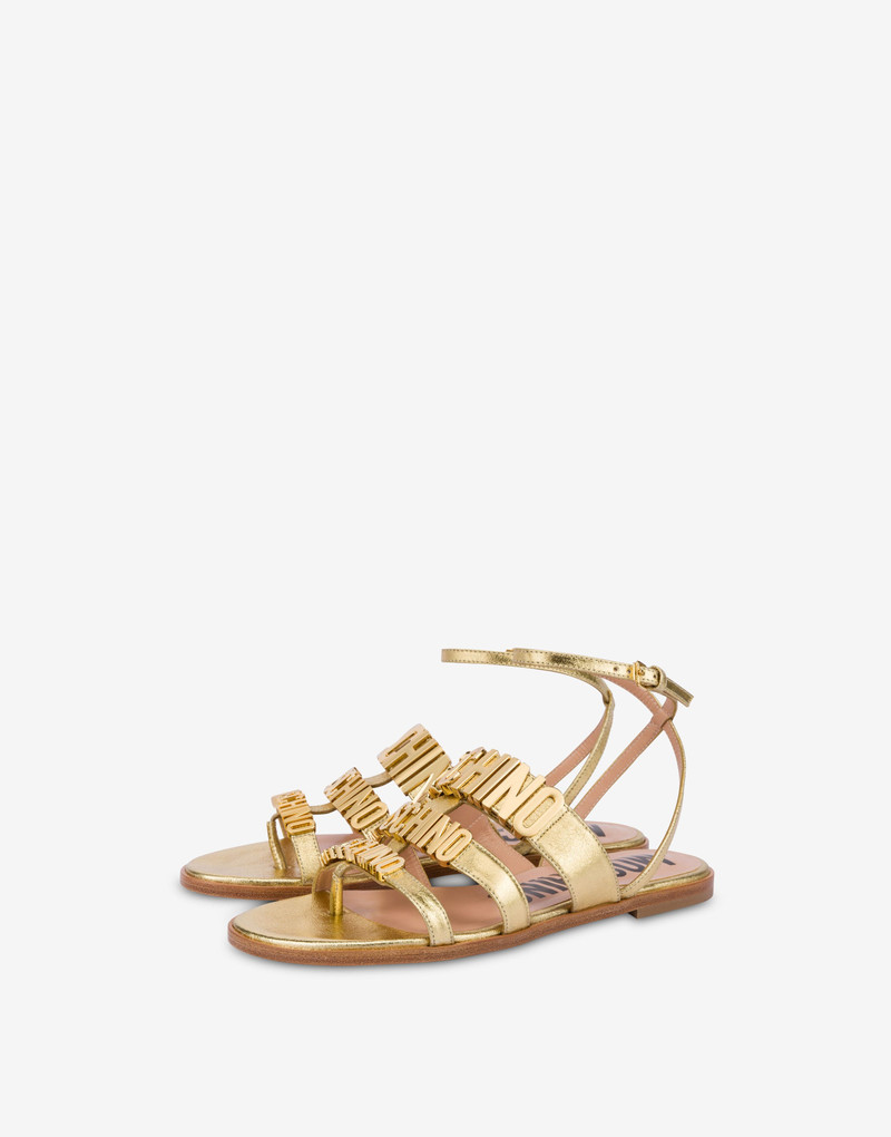 DEGRADÉ METAL LOGO FOILED FLAT SANDALS 1