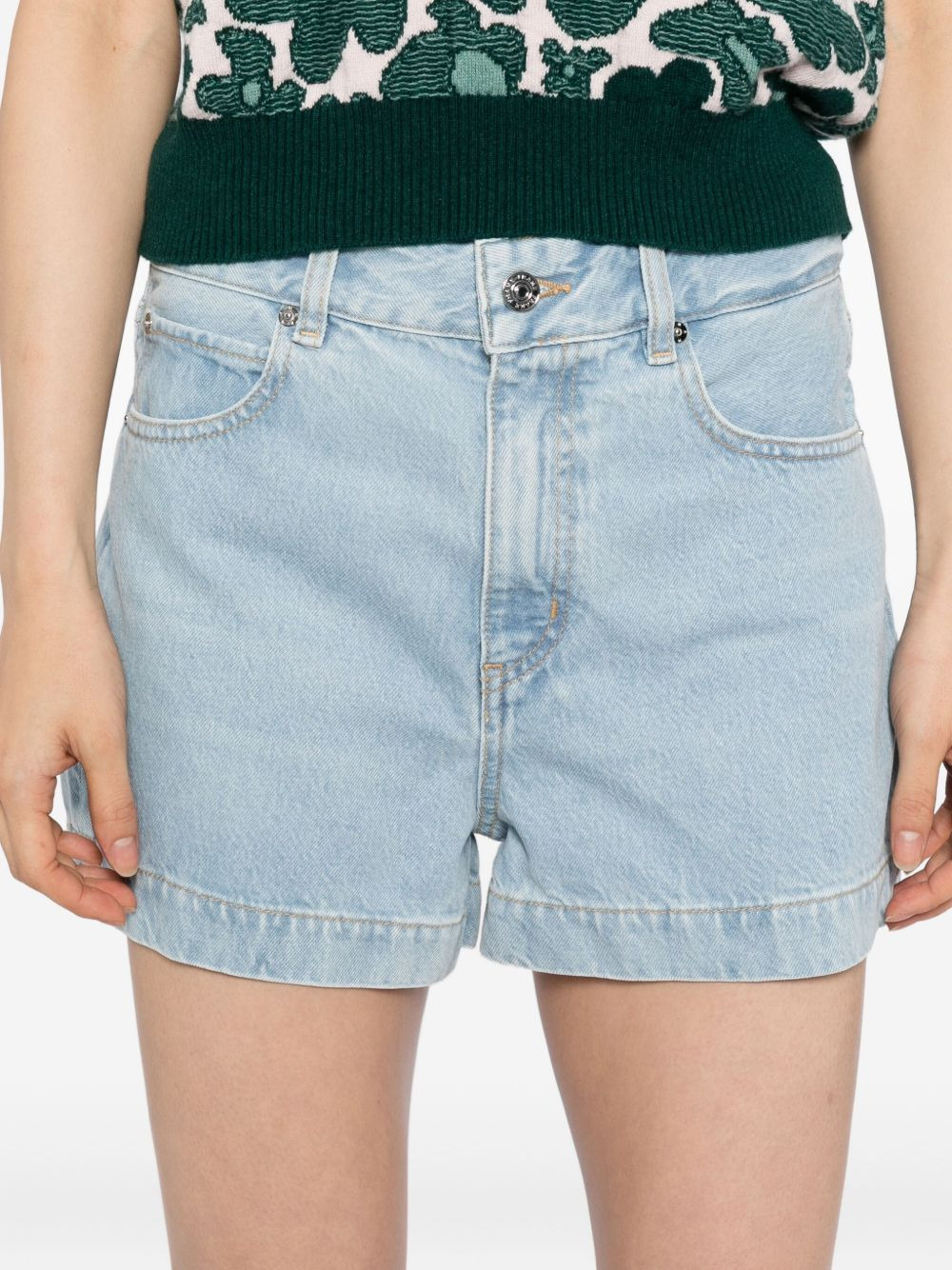 high-waisted denim shorts - 5
