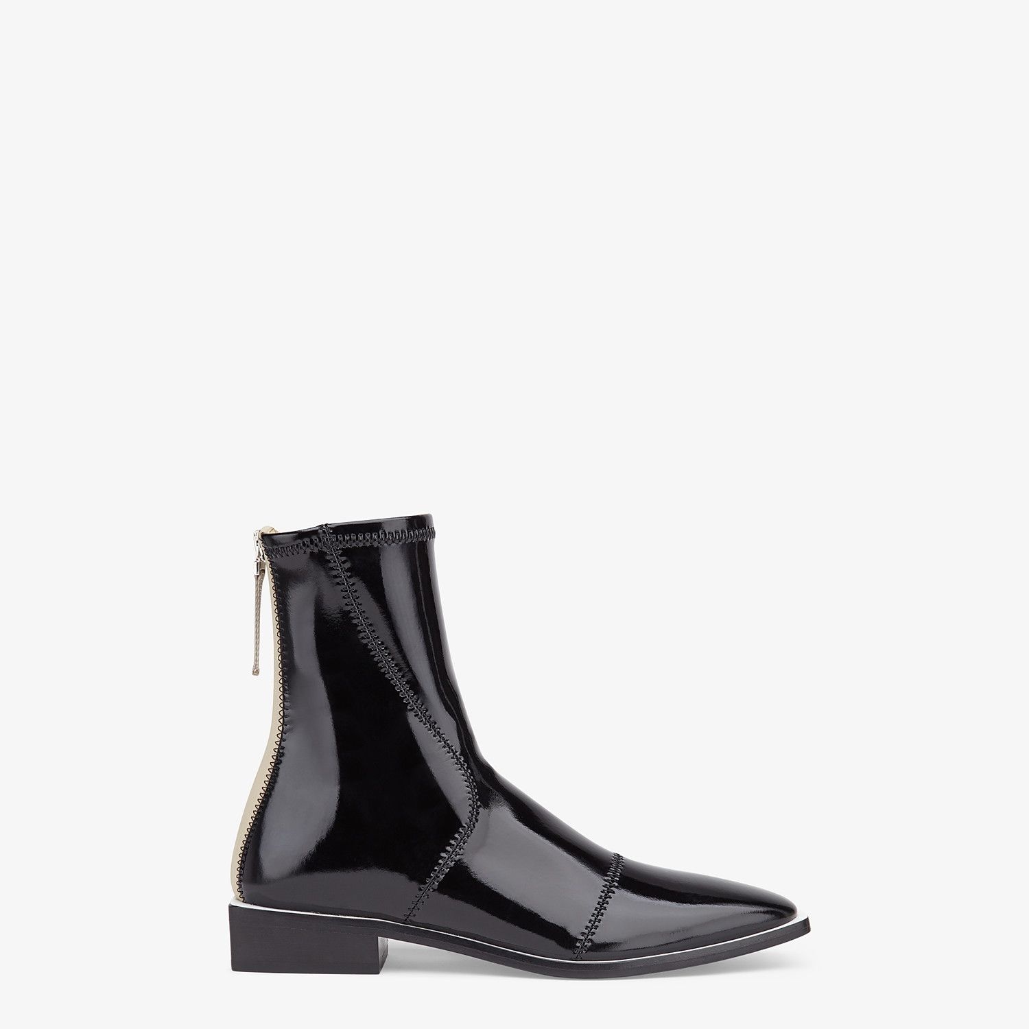 Glossy black neoprene low ankle boots - 1