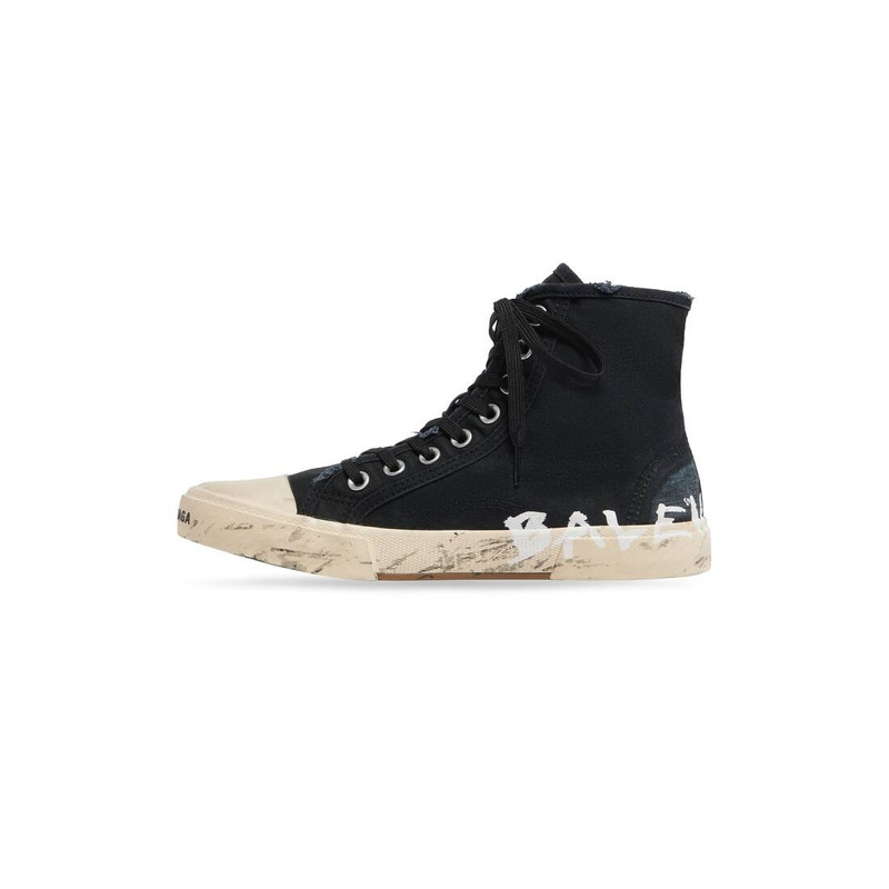 BALENCIAGA Men's Paris High Top Graffiti Sneaker in Black outlook