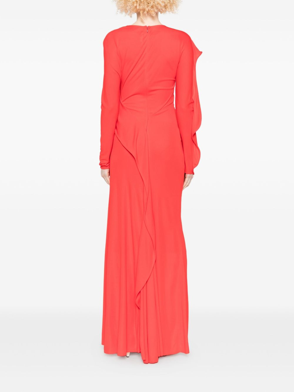 draped long-sleeve maxi dress - 4