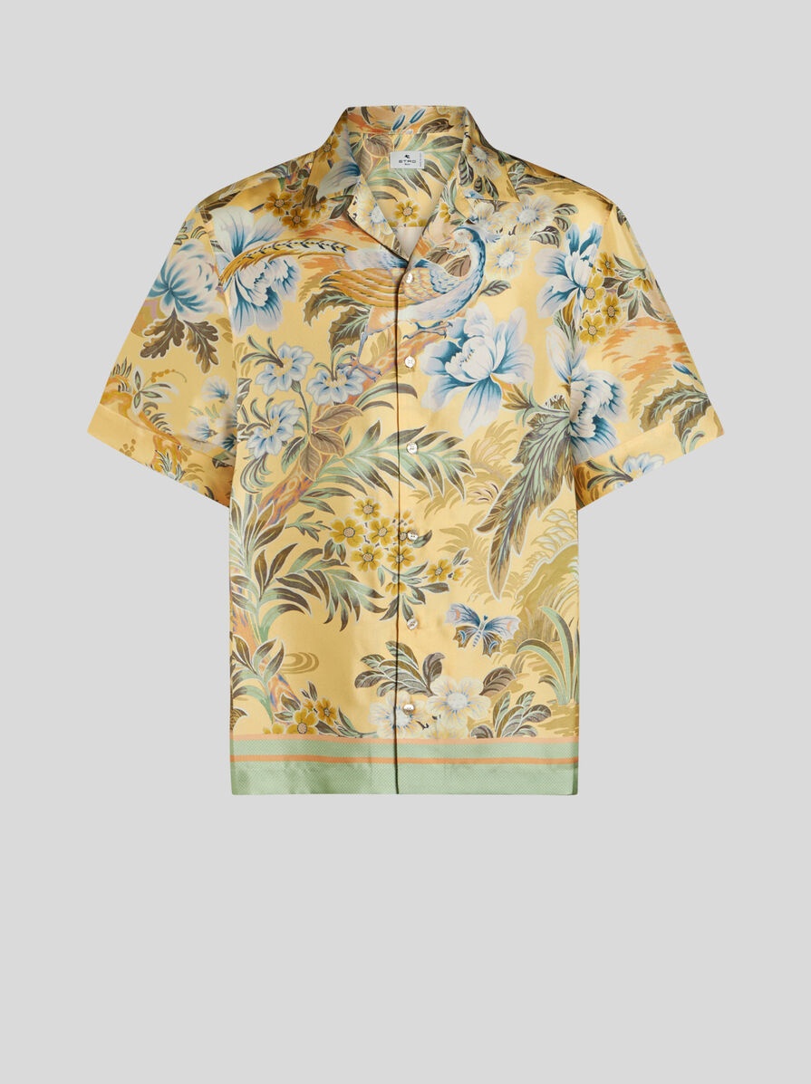 PRINTED SILK BOWLING SHIRT - 1
