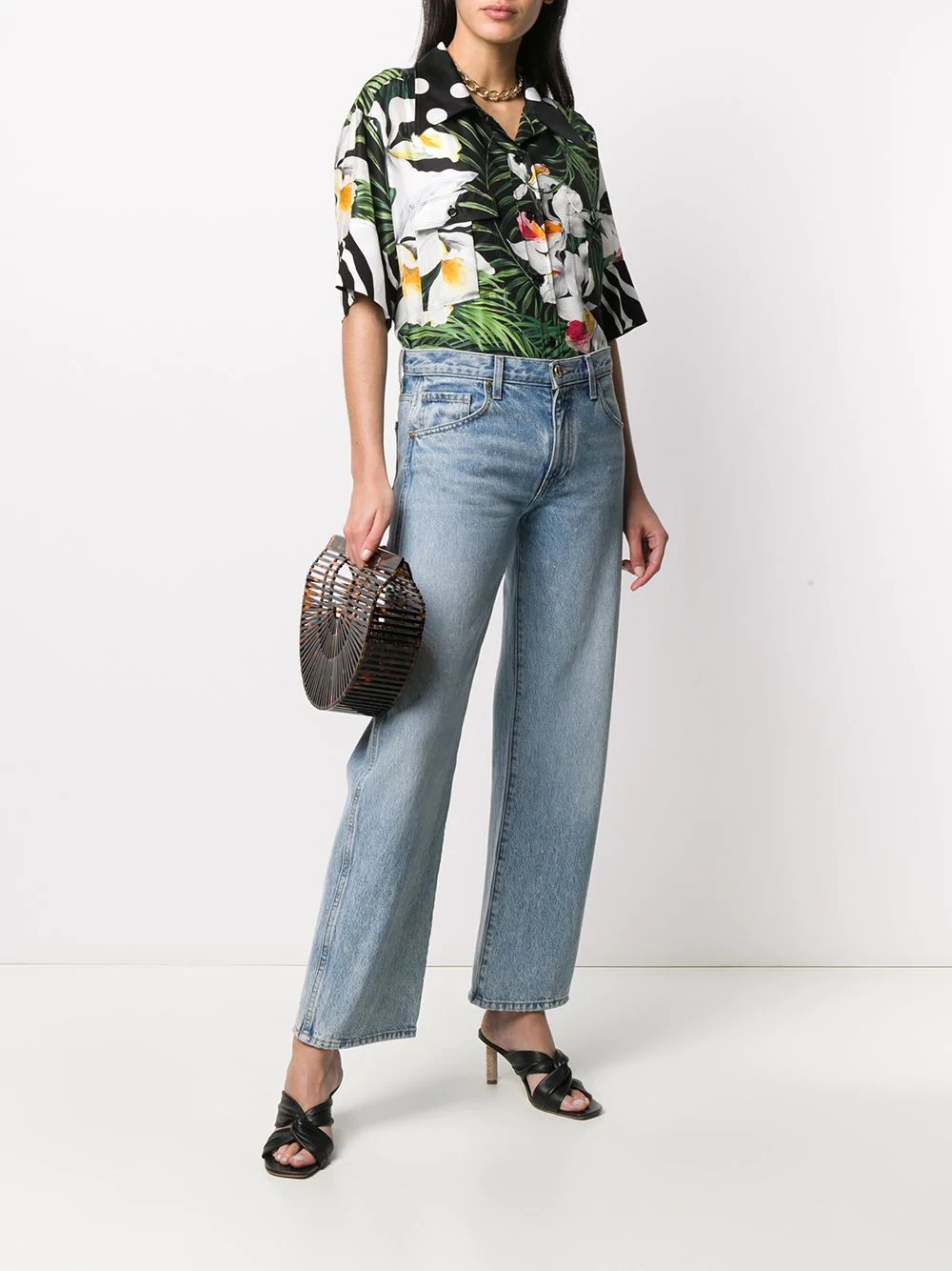 oversized tropical print shirt - 2