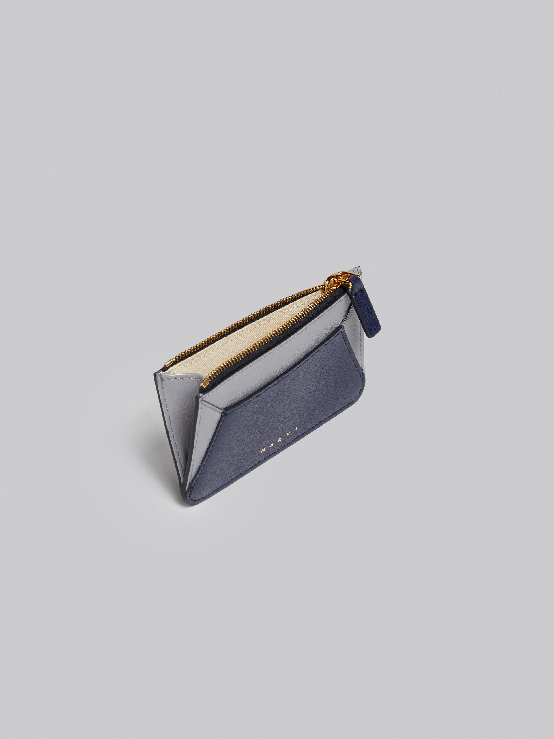 GREY AND BLUE LEATHER CARD CASE - 2