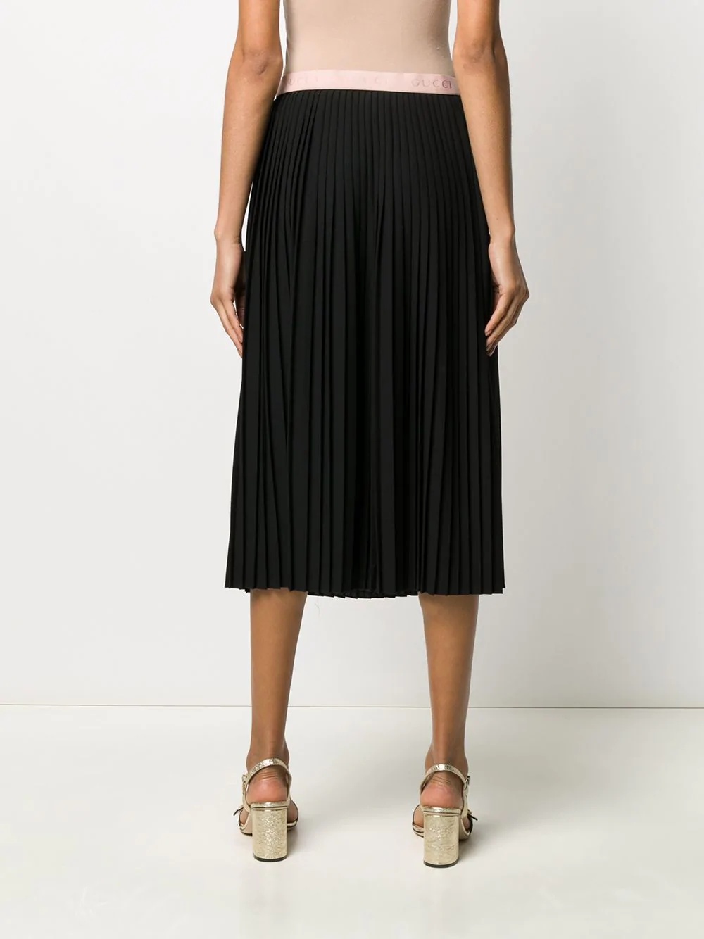 logo waistband pleated skirt - 4