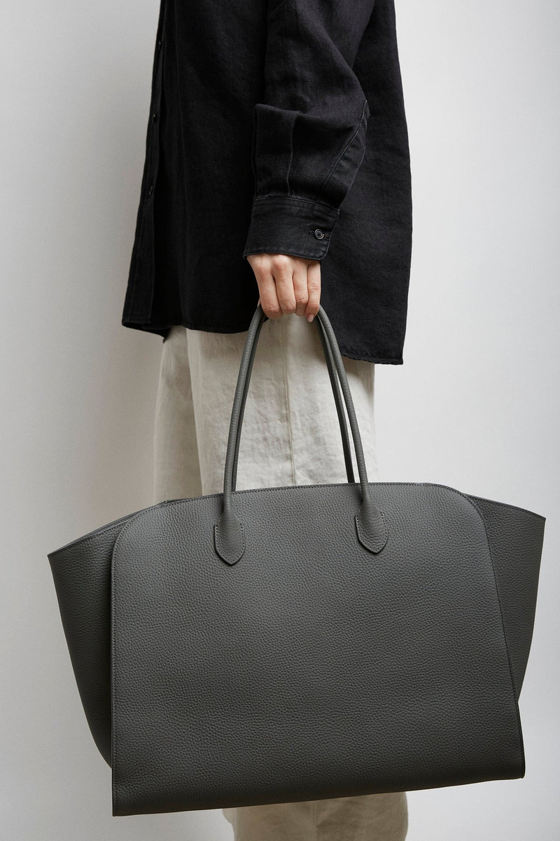 The Row Marlo grey leather tote bag outlook