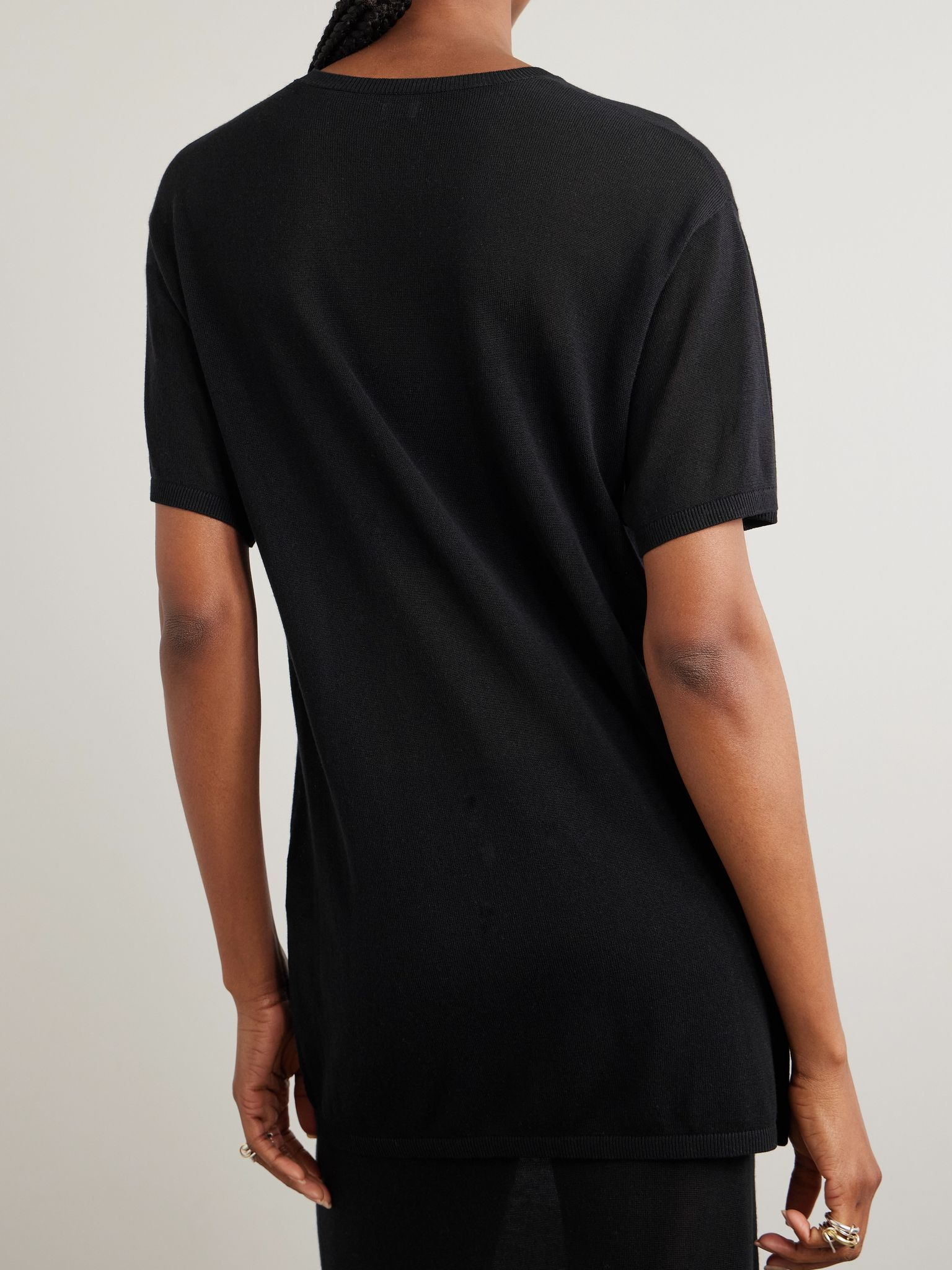 Lyocell and cashmere-blend T-shirt Black - 3